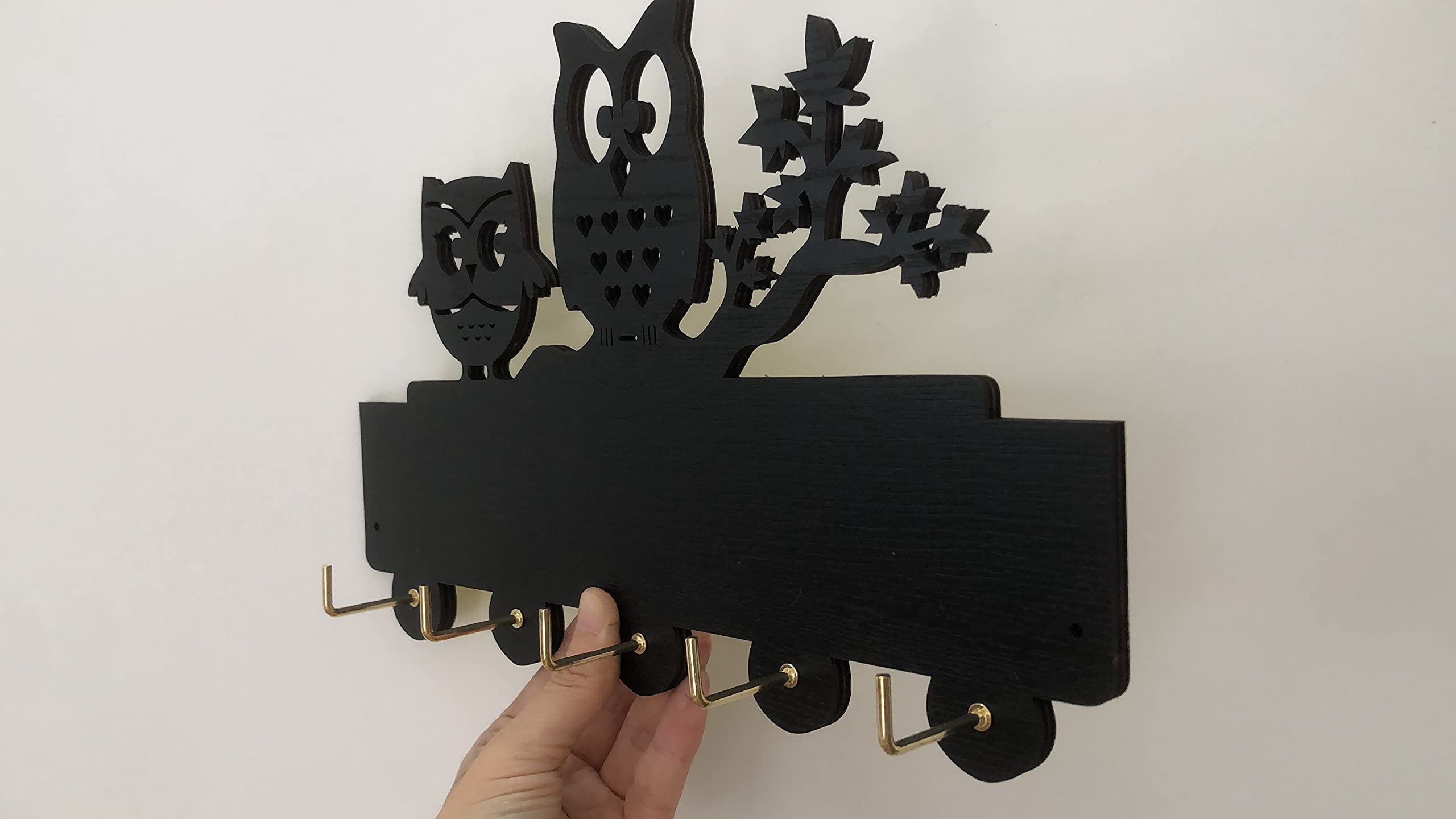 Creative Owl-Shaped Wooden Wall Hooks - Black Wood Coat Key Holder for Entryway & Bedroom Organization | Durable Quality Wooden Hooks for Hanging Coats, Hats, Bags & Keys