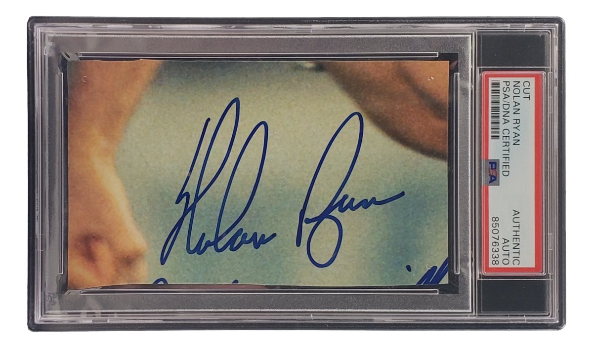 Nolan Ryan Autographed Texas Rangers Baseball Card - PSA/DNA Certified Cut Signature #85076338 - Perfect for Sports Memorabilia Collectors & Rangers Fans Display