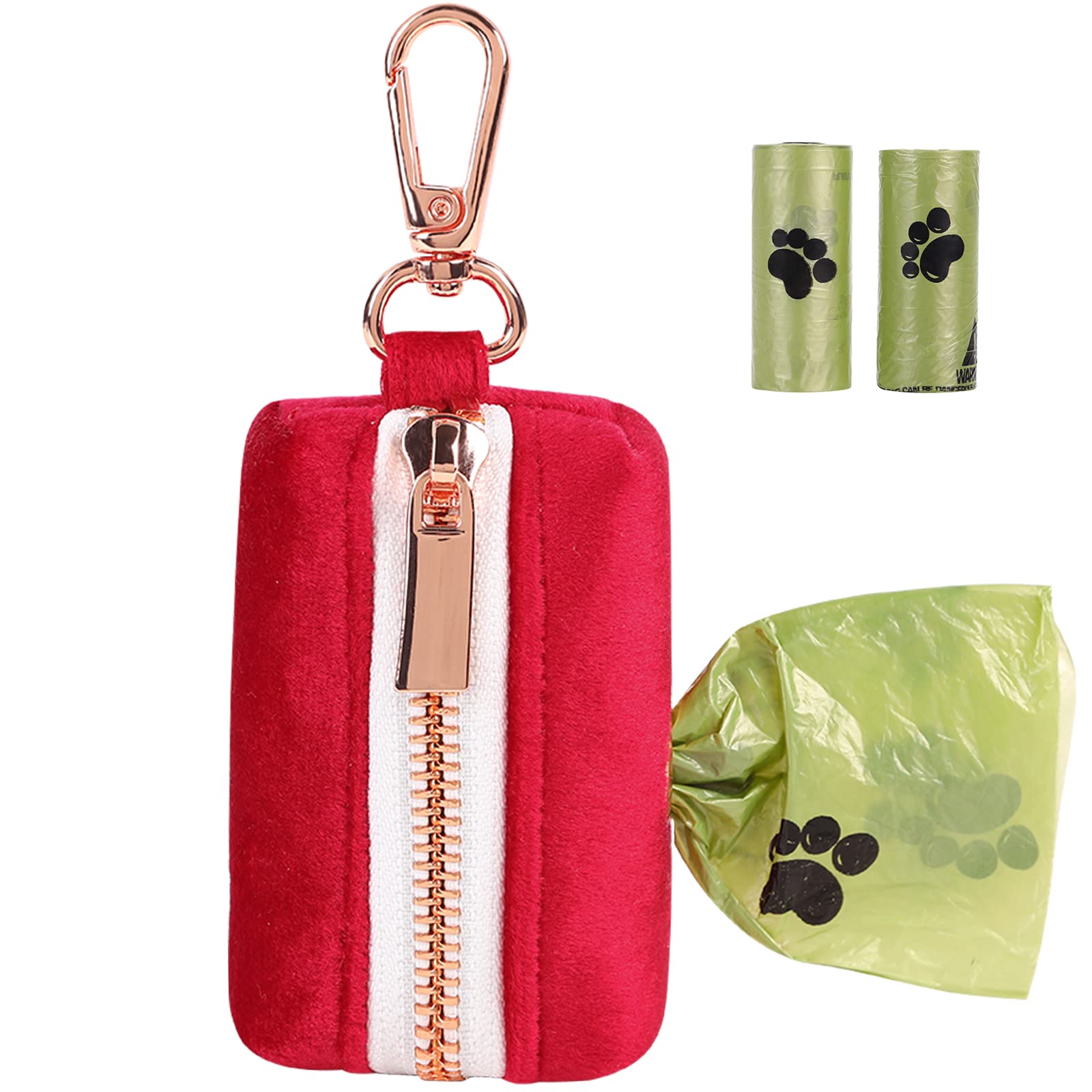 **ARING PET Dog Waste Bag Dispenser – Soft Poop Bag Holder for Leashes, Velvet Washable Pet Waste Pouch with Metal Zipper – Perfect for Walking, Hiking & Travel**