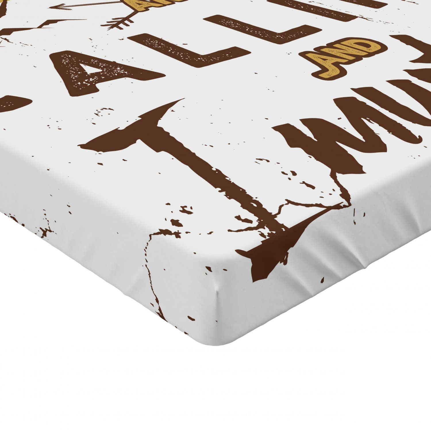 Ambesonne Adventure Queen Size Fitted Sheet - Mountain Travel Inspired Brown Coffee White Bed Cover with Deep Pocket Elastic | Perfect for Camping Enthusiasts & Outdoor Themed Bedrooms