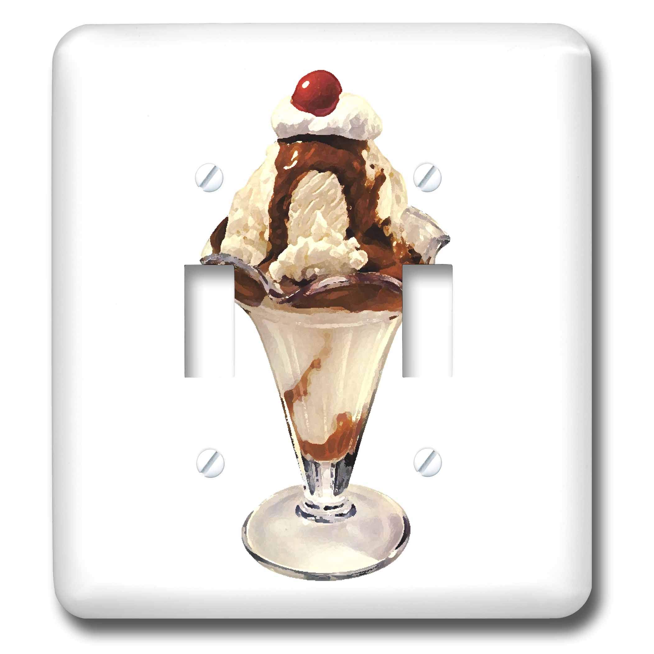 3D Rose LLC lsp_5738_2 Ice Cream Sundae Double Toggle Switch - Decorative Light Switch Cover for Kitchen, Bedroom, and Kids Room Decor