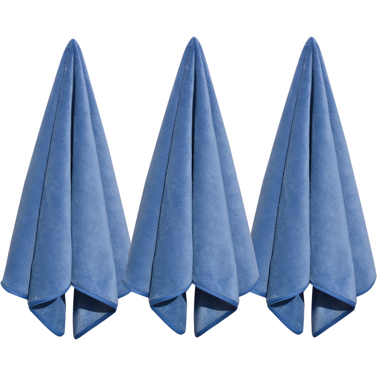 Premium Microfiber Gym Towels for Exercise & Fitness - 380GSM Quick-Dry Sports Towels 15x31 Inches (3 Pack, Pure Blue) - Ideal for Workouts, Yoga, Swimming & Post-Training Cooling