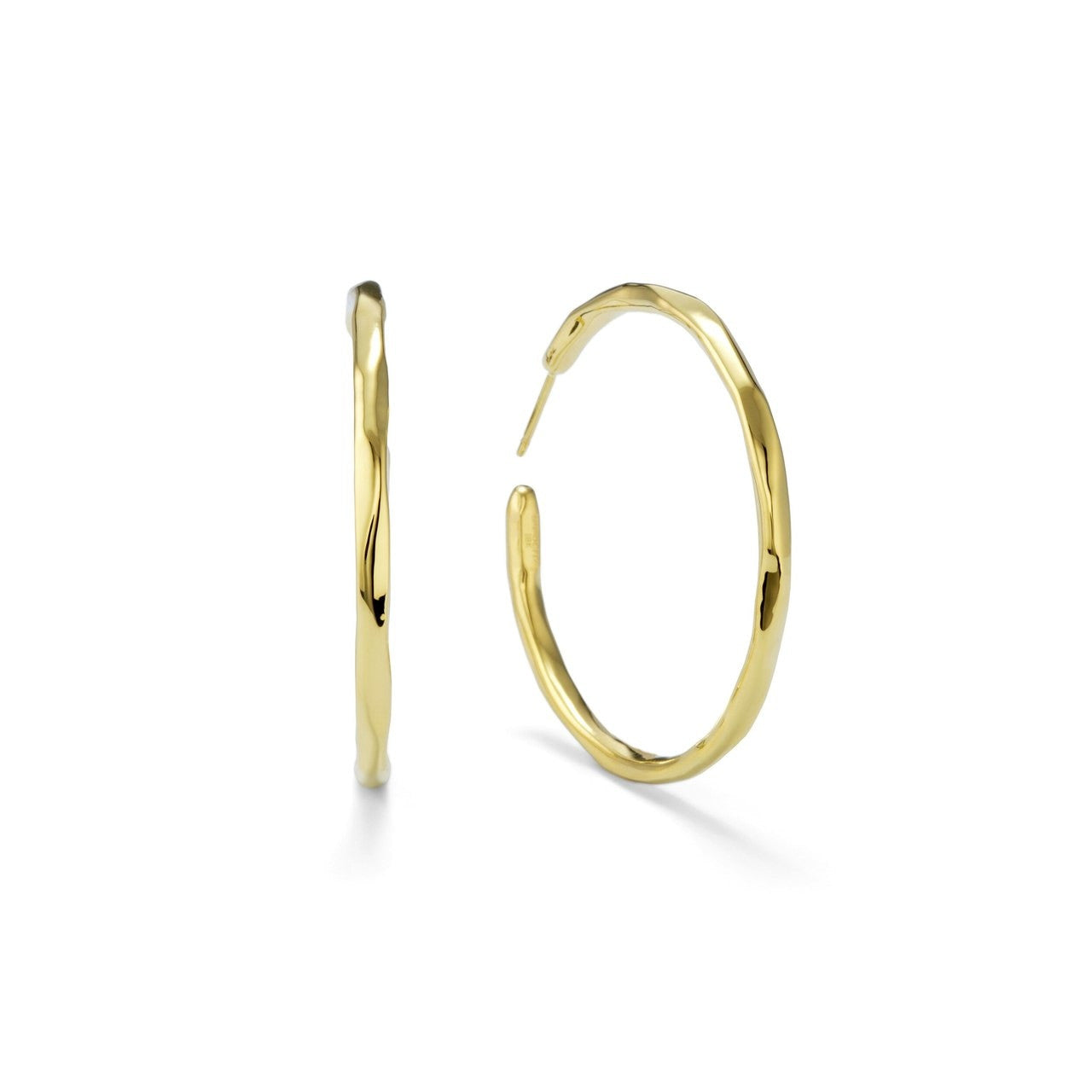 18K Gold Medium Faceted Hoop Earrings - Elegant Dangle Ear Jewelry for Women, Perfect for Parties, Weddings & Everyday Wear