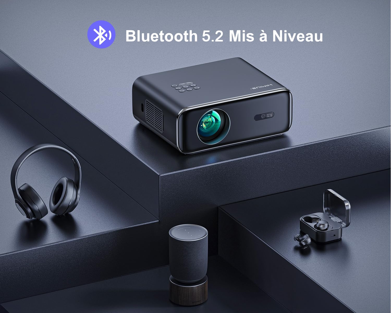 WiMiUS 4K Projector with Auto Focus & Keystone - 30000 Lumens Full HD 1080P, WiFi6 Bluetooth, 50% Zoom - Portable Home Theater for Movies, Gaming (PS5), Outdoor Movie Nights with Phone/TV Stick Compatibility