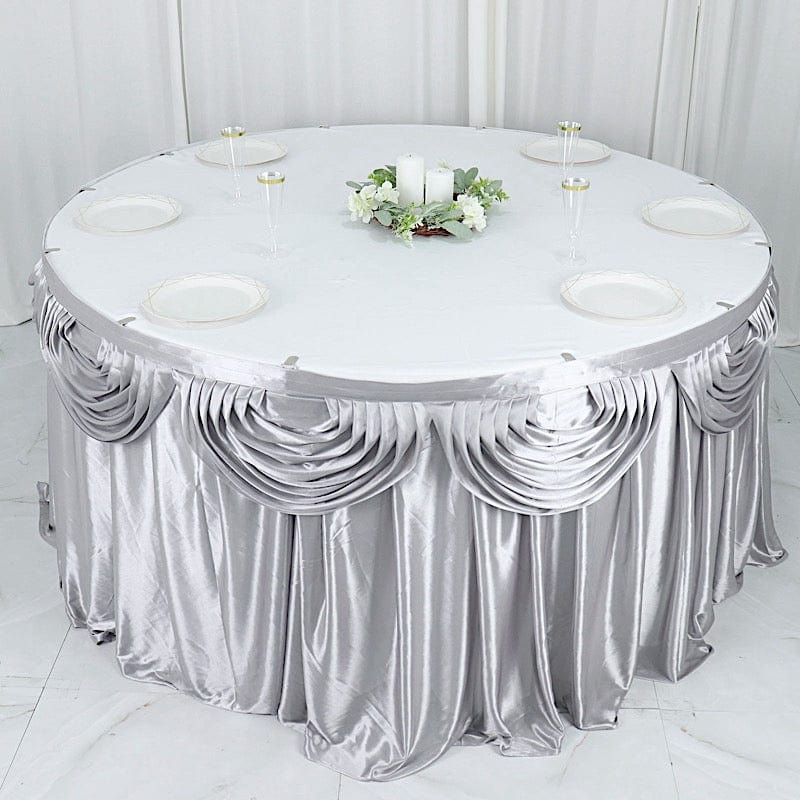 Elegant Satin Table Skirt - Classic Drape Tablecloth for Wedding, Banquet & Party Decor - Perfect for Formal Events & Home Decorations