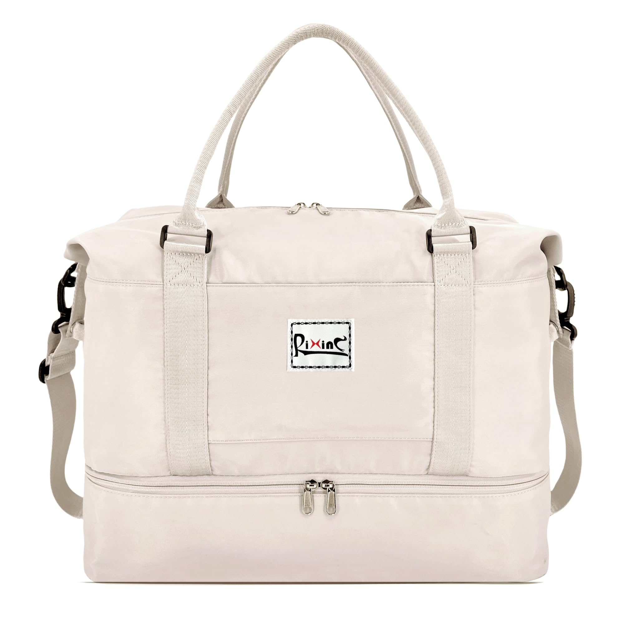 Large Weekender Bags for Women - Travel Duffel Bag with Shoes Compartment & Wet Pocket - Carry On Airplane Approved Gym Tote Overnight Bag (Beige) - Perfect for Weekend Getaways, Gym Workouts & Business Travel