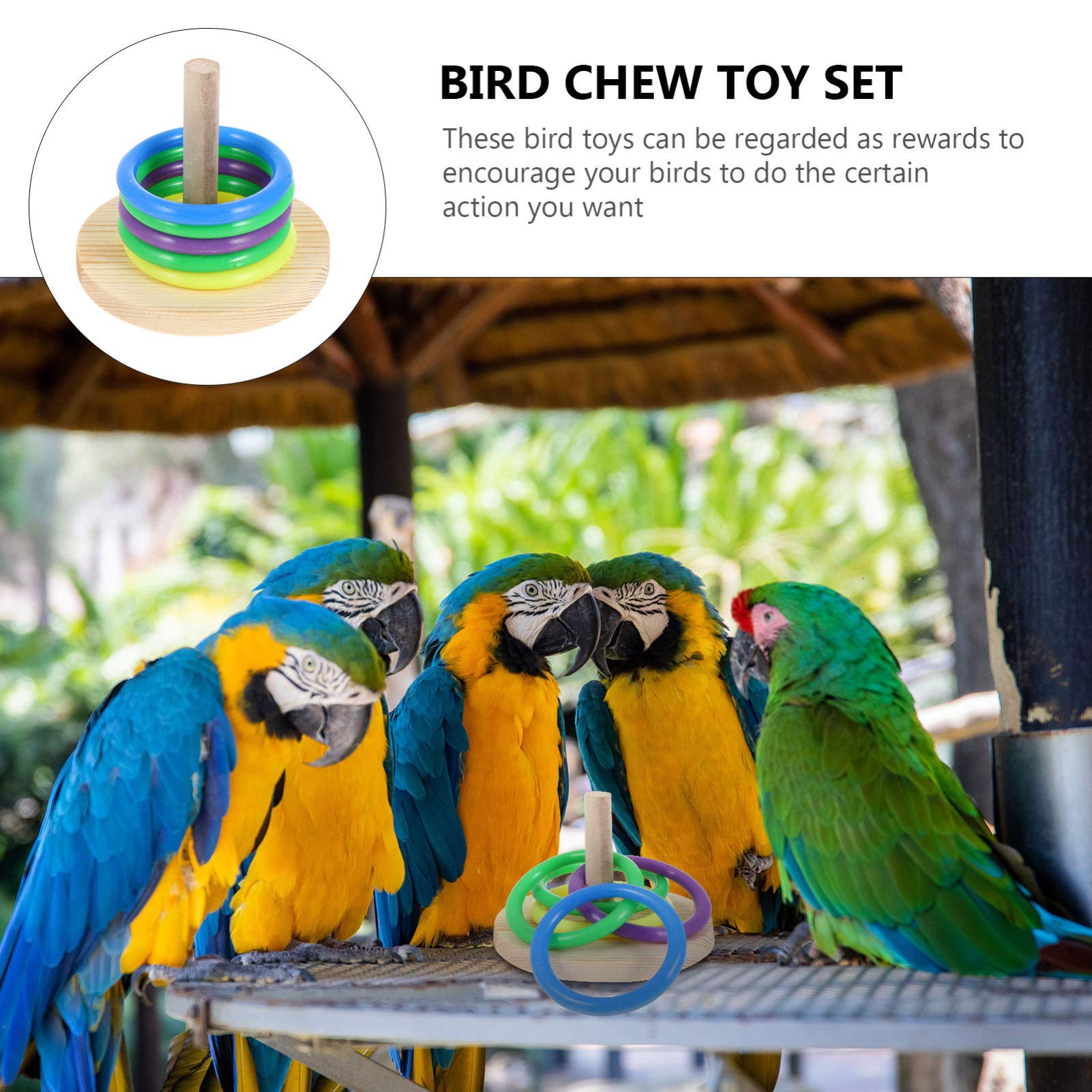 4 Sets Parrot Foraging Toys - Bird Training Kit with Block Puzzle, Swing Perch & Tabletop Toys - Intelligence Development & Trick Training for Parakeets, Cockatiels, Lovebirds - Perfect for Cage Enrichment & Playtime