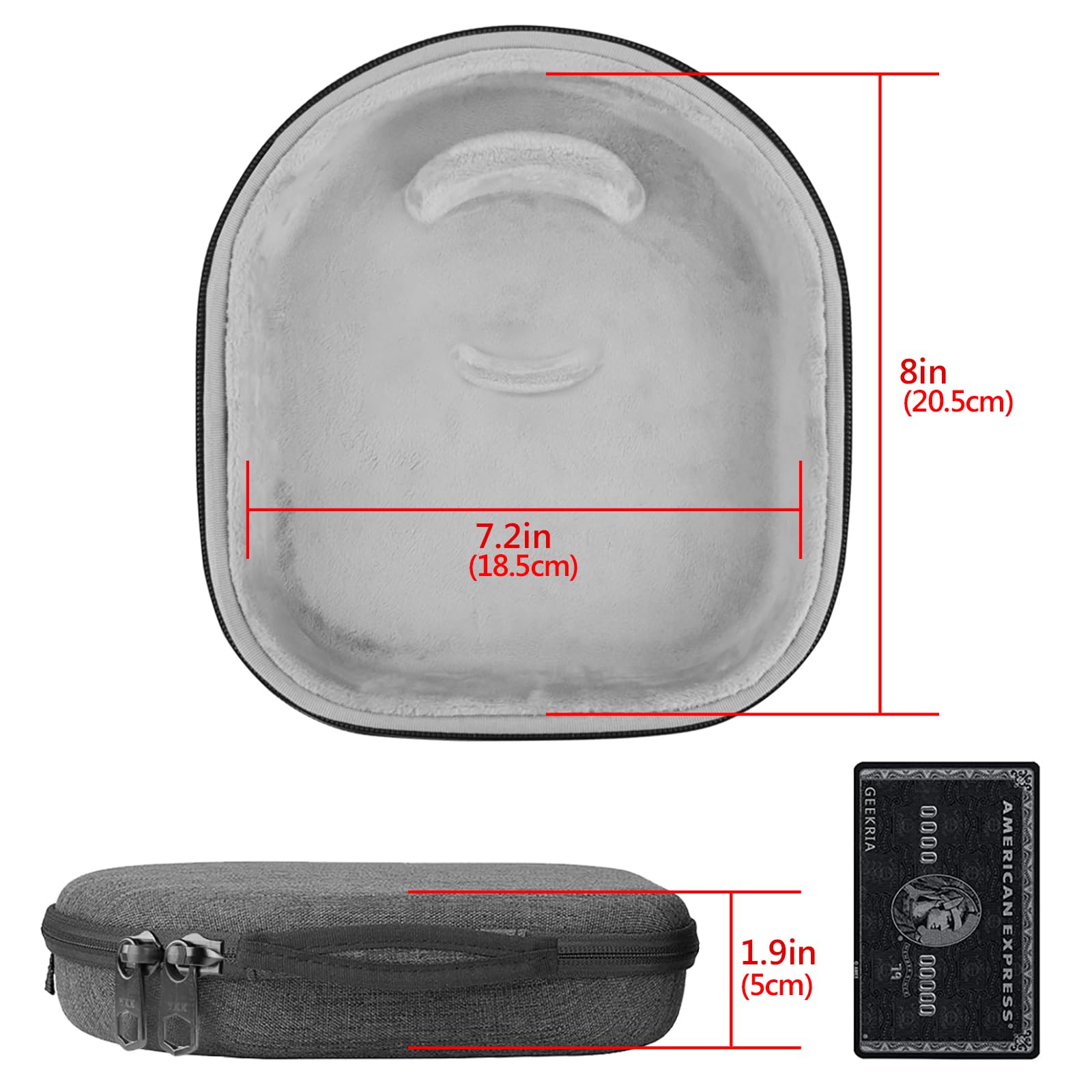 Geekria Shield Hard Shell Travel Case for On-Ear/Over-Ear Headphones - Protective Storage Bag with Cable Compartment (Dark Grey) - Perfect for Travel, Commuting & Home Organization