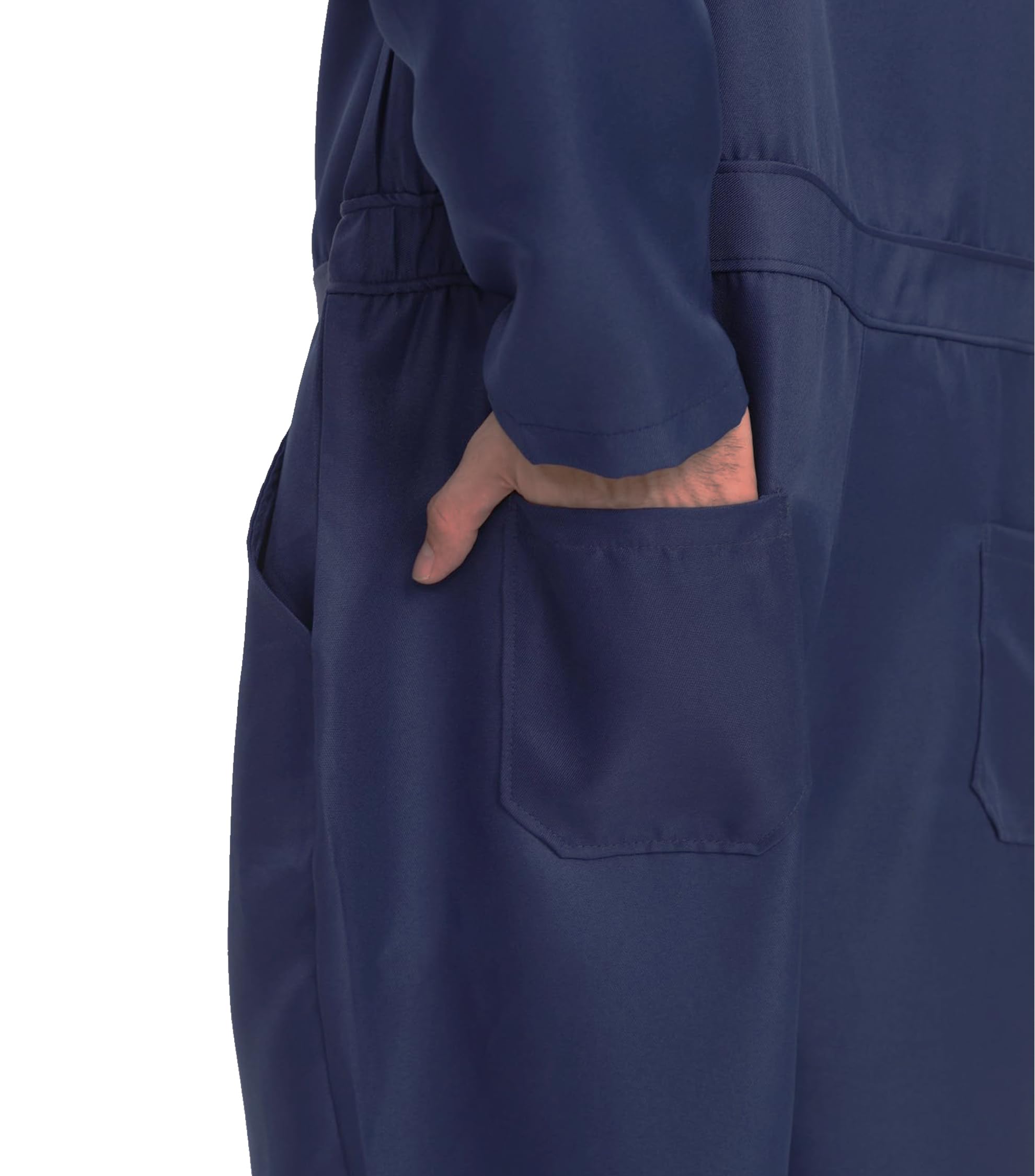 Navy Blue Coveralls Jumpsuit - Horror Killer Halloween Cosplay Costume for Men with Mask & Toy Knife | Scary Movie Character Outfit, Halloween Party Costume, Cosplay Convention Attire