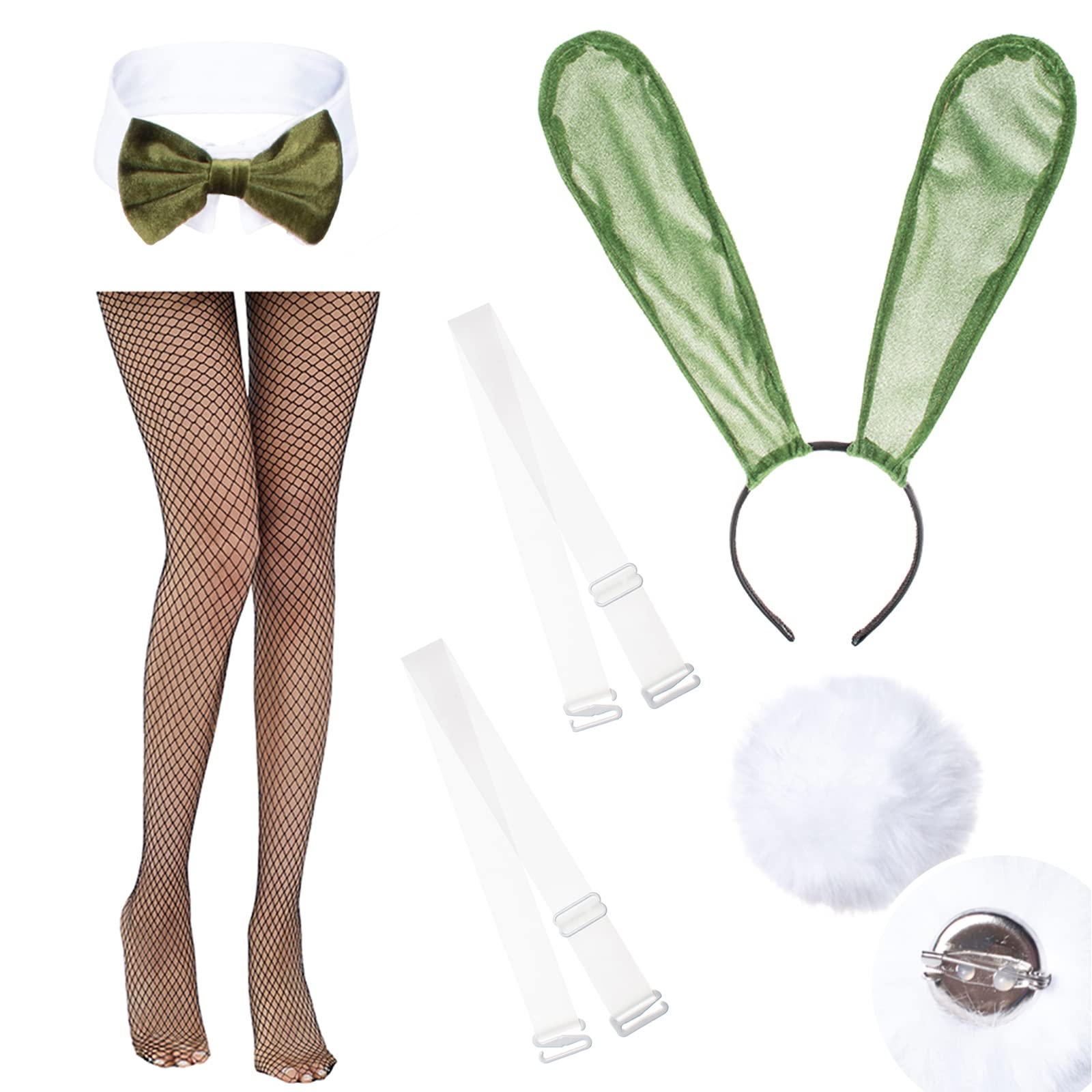 Anime Women's Bunny Costume One Piece Bodysuit with Headband & Stockings - Halloween Cosplay Outfit for Party, Anime Convention & Roleplay