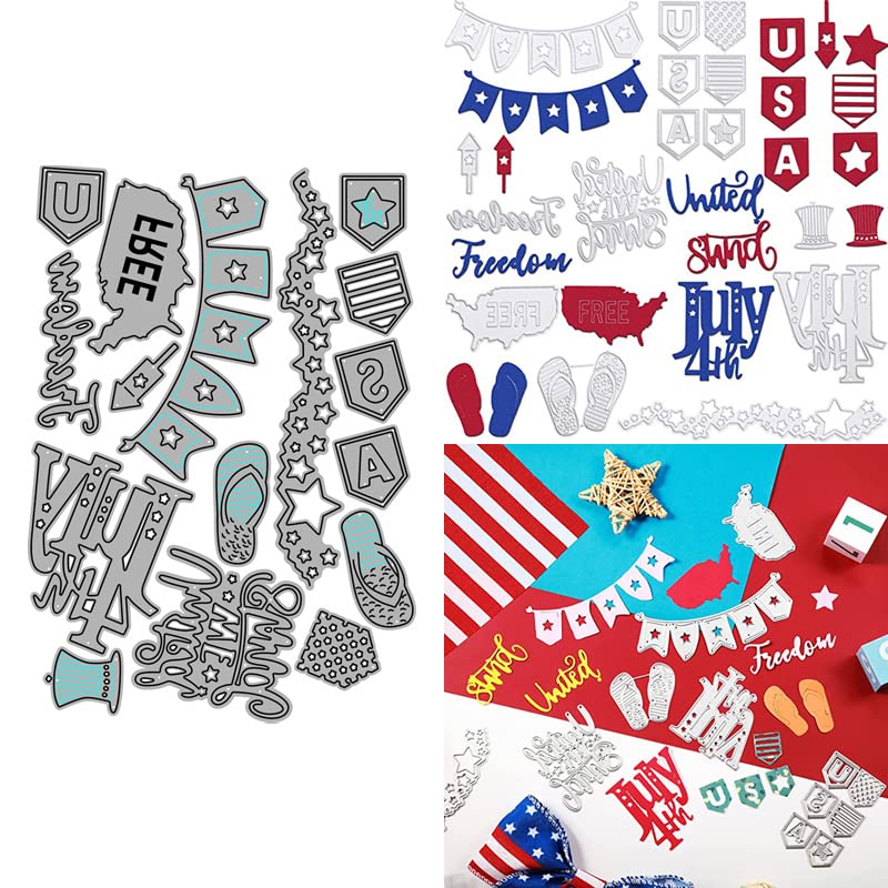 Metal Cutting Dies for July 4th Freedom DIY Scrapbooking - Photo Album, Greeting Cards, Decorative Embossing Paper Crafts - Perfect for Birthday, Wedding, Halloween, Christmas, Thanksgiving & Memorial Day Celebrations