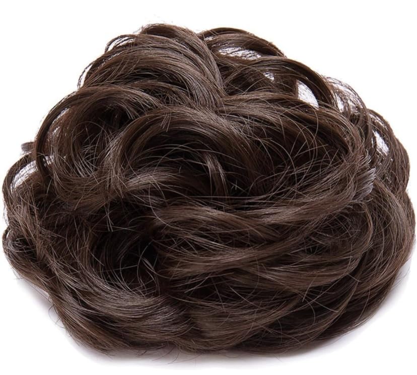 PrimeBerie Messy Bun Hair Extension with Elastic Band - Synthetic Hair Scrunchies for Women & Girls - Natural Brown Color (35g, Pack of 1) - Perfect for Parties, Weddings & Everyday Hairstyles