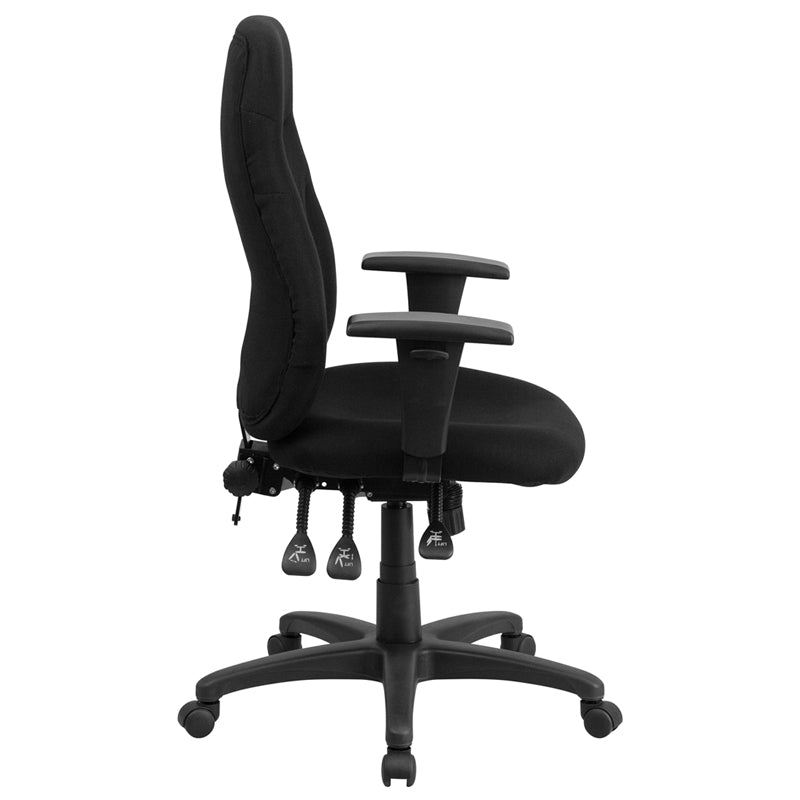 Ergonomic High Back Office Chair with Adjustable Arms - Black Fabric Swivel Task Chair for Home & Office Workspace - Perfect for Long Hours of Computer Work, Gaming, and Study Sessions
