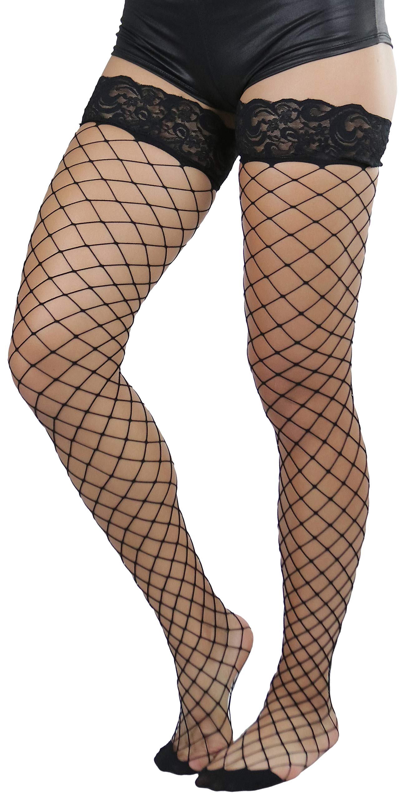ToBeInStyle Industrial Chic Fashion Fishnet Thigh High Stockings - Stylish & Edgy Hosiery for Women, Perfect for Parties, Cosplay & Night Out