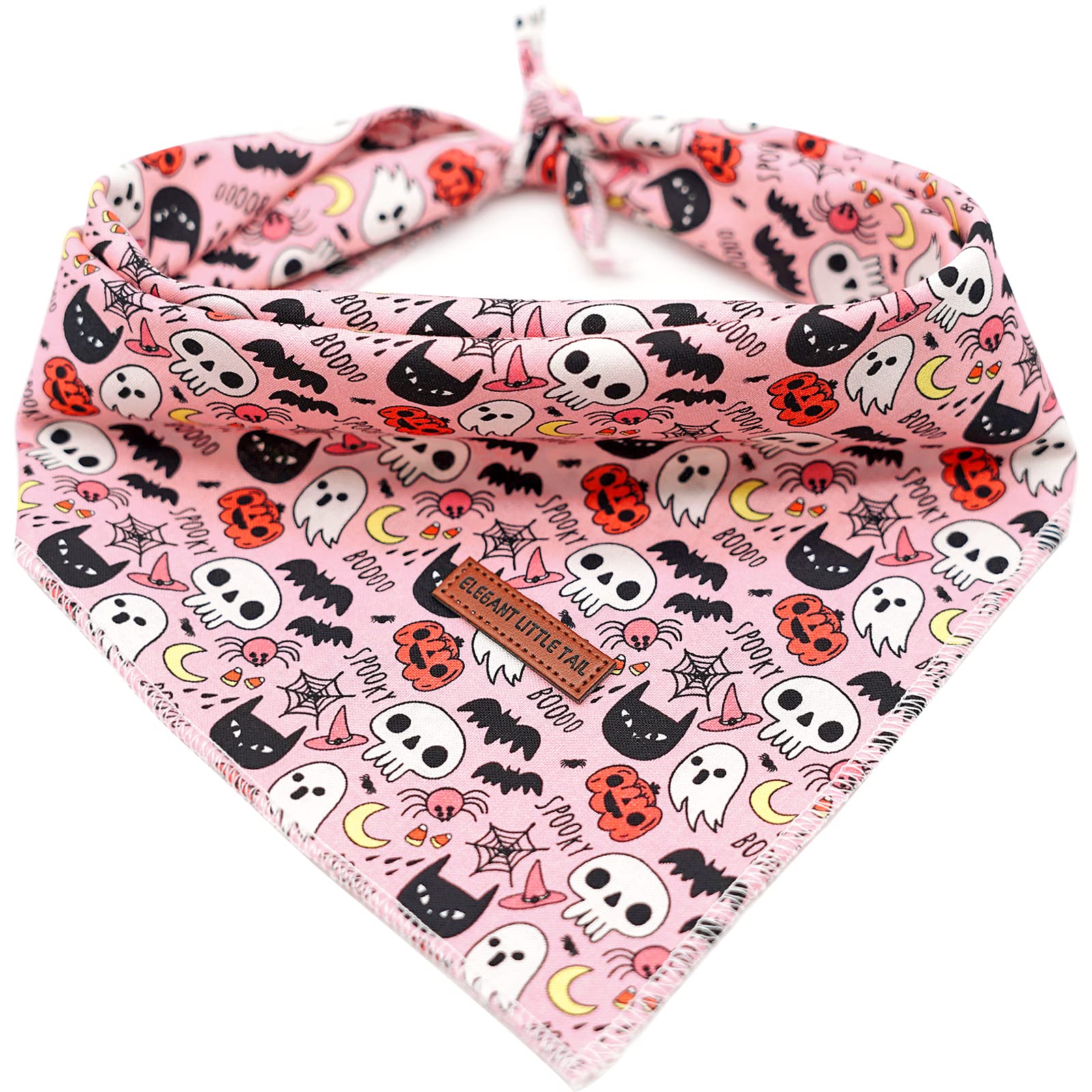 Halloween Pumpkin Dog Bandana for Small Medium Large Dogs - Adjustable Washable Square Dog Scarf for Boys & Girls - Perfect for Costume Parties, Trick or Treating & Seasonal Photos