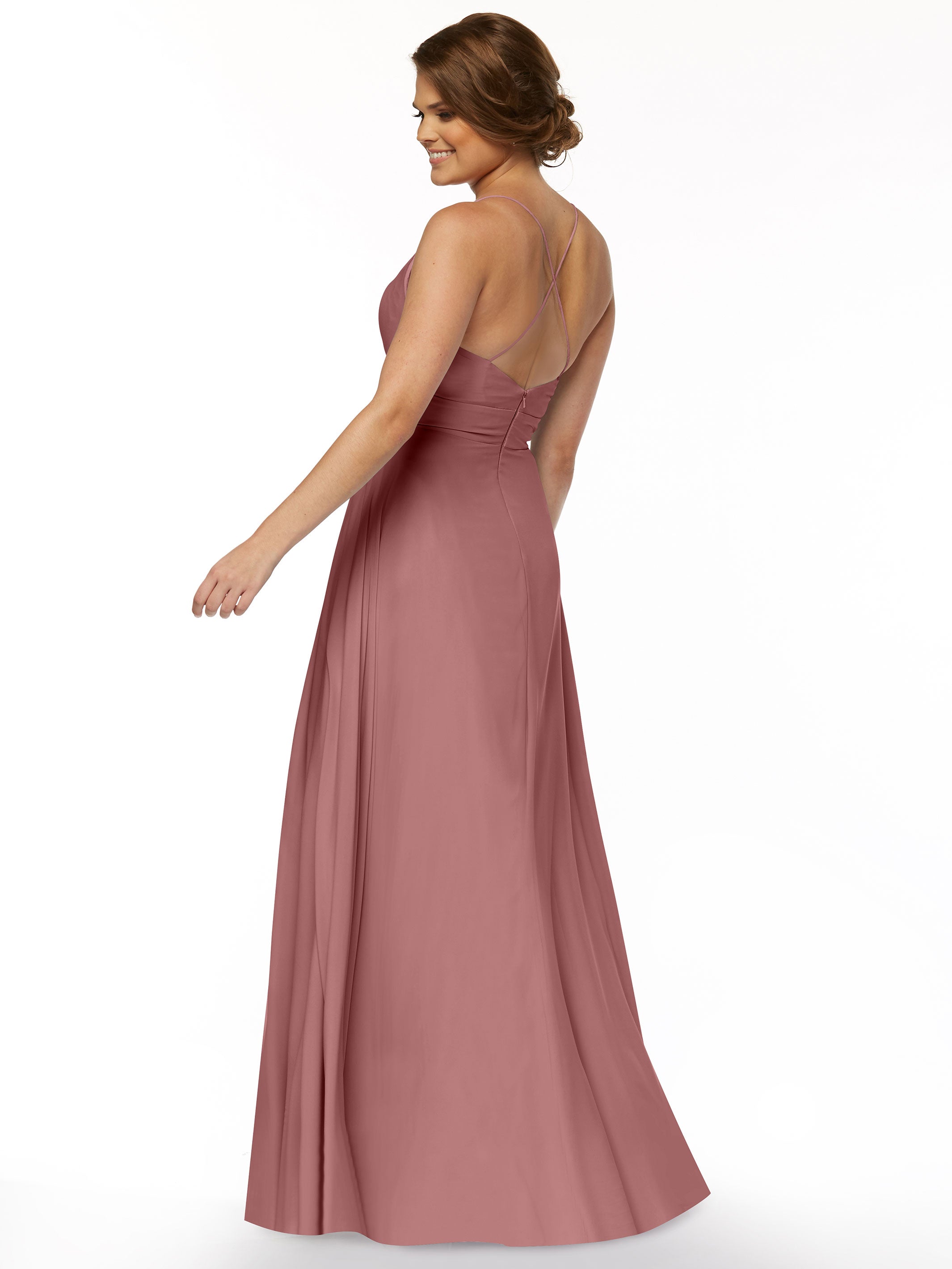 Elegant 83027 Stretch Chiffon A-Line Bridesmaid Dress with Pleats - Perfect for Weddings, Formal Events & Evening Parties