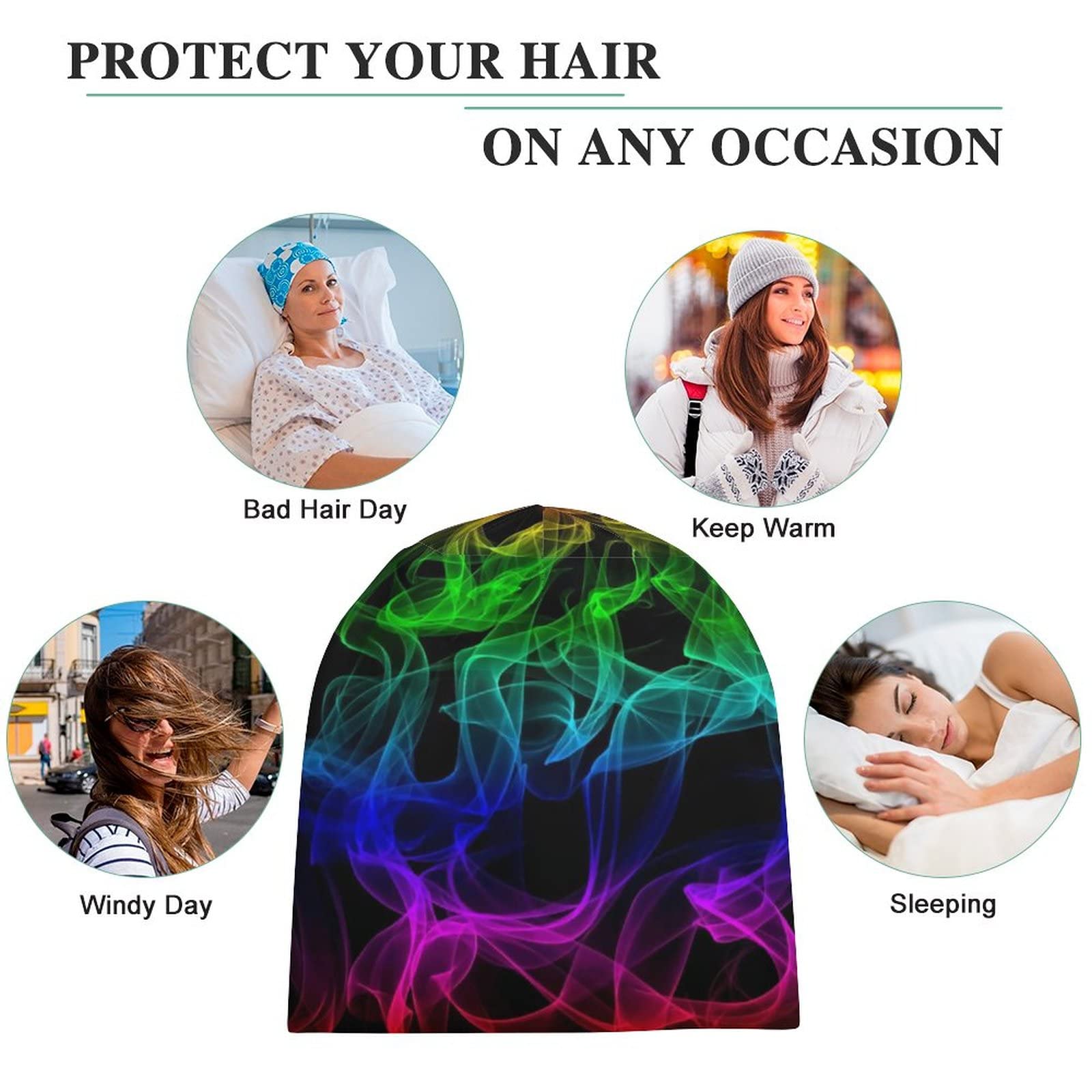 Glow in the Dark Splatter Neon Winter Beanie Hat - Warm Thick Knit Skull Cap for Men & Women - Perfect for Cold Weather, Outdoor Activities & Nighttime Visibility
