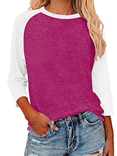 3/4 Sleeve-hot Pink