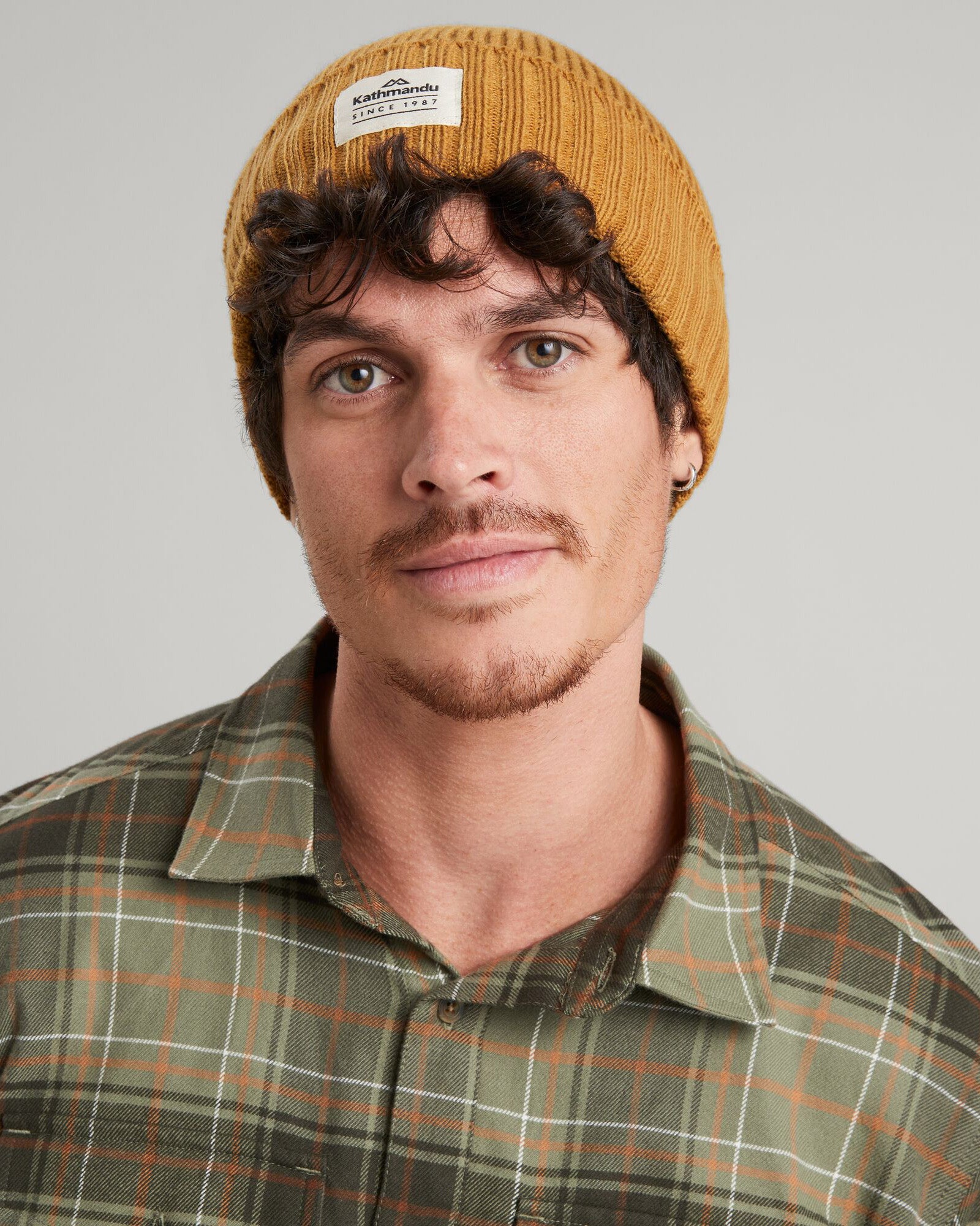 Kathmandu Badge Beanie - Golden Oak Winter Hat for Men & Women - Warm Knit Beanie for Outdoor Activities, Hiking, and Cold Weather Fashion
