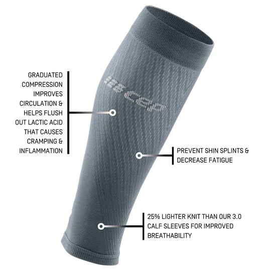 Men's Ultralight Compression Calf Sleeves - Grey & Light Grey - Running, Hiking & Sports Recovery Support