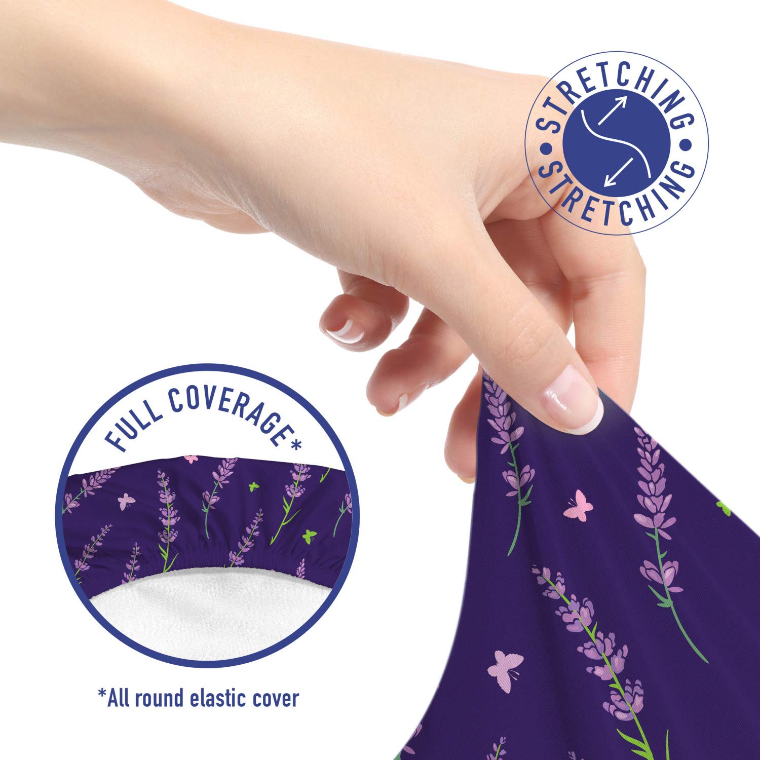 Ambesonne Dark Purple Office Chair Slipcover - Lavender Butterfly Floral Pattern Stretch Fabric Cover, Standard Size (Pale Pink & Lime Green) for Home Office, Living Room & Study Decor