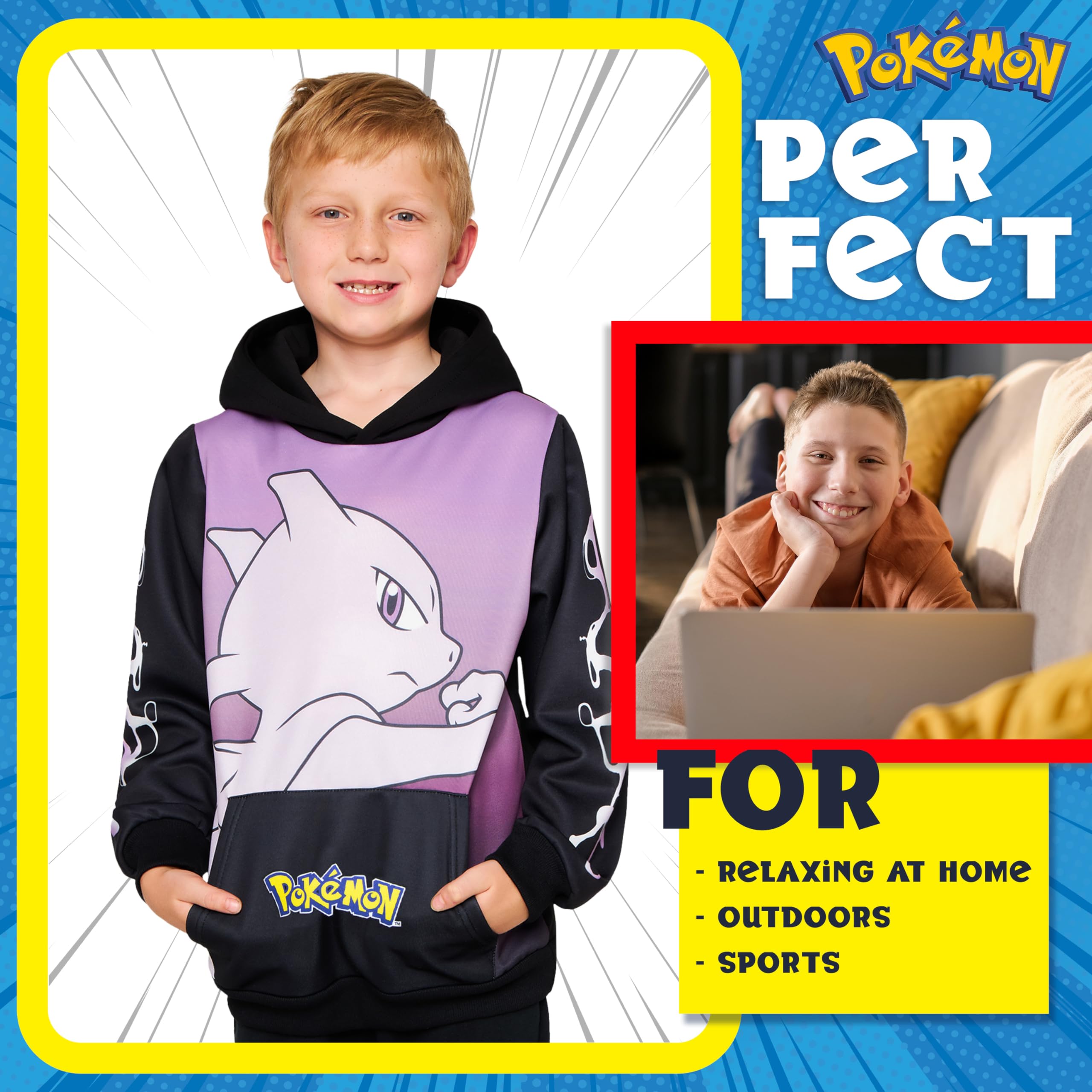 Pokemon Hoodie for Boys & Teens - Pikachu Anime Hooded Sweatshirt | Warm Fleece Pullover for Kids & Youth | Perfect for Cosplay, School, and Winter Outfits
