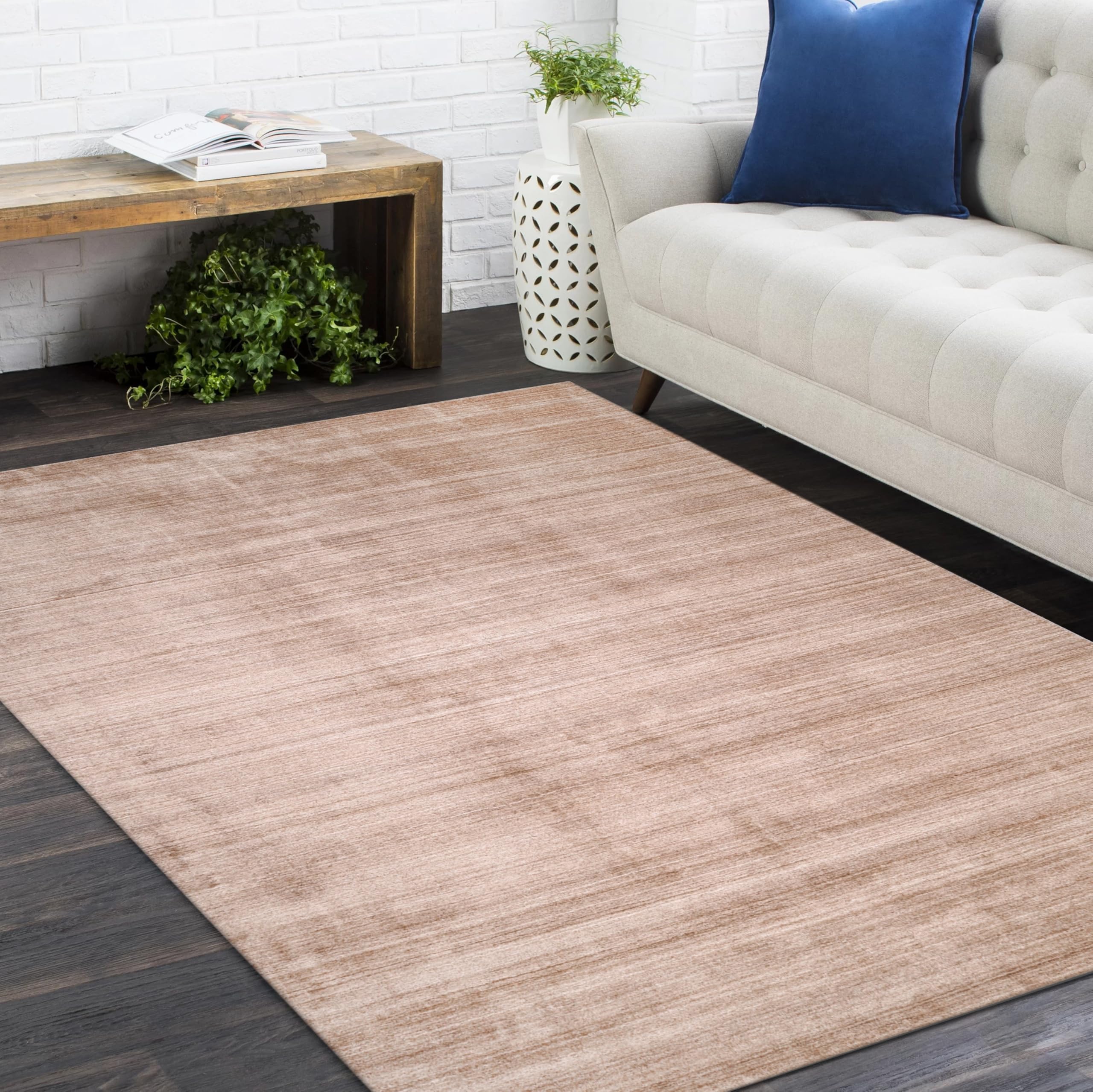 Solo Rugs Harbor Contemporary Solid Hand-Loomed Area Rug - Caramel, 9' x 12' - Perfect for Living Room, Bedroom & Office Decor