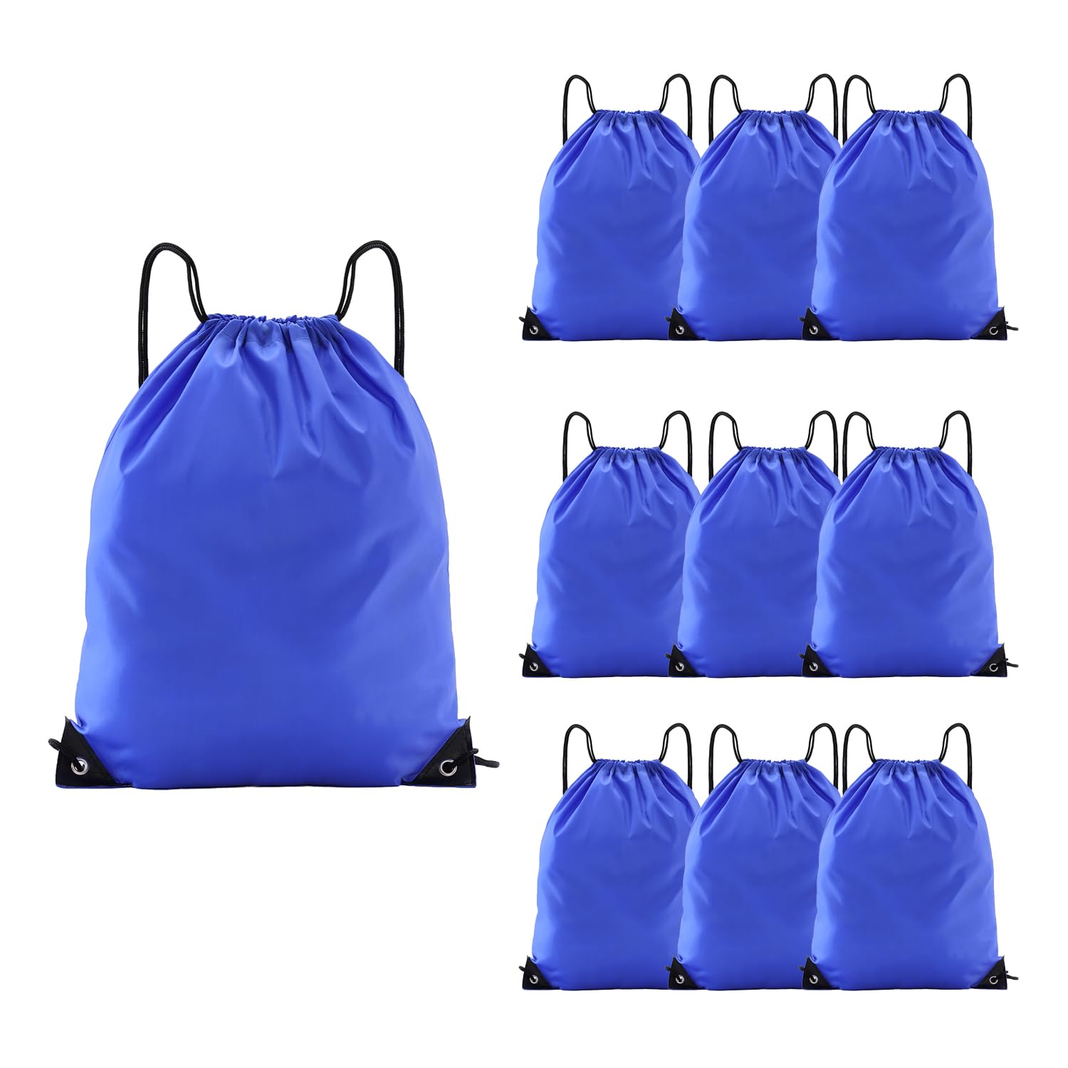 10 Pack Blue Drawstring Backpacks - Bulk Cinch Bags for Gym, Travel & Sports | Lightweight Unisex String Bags for School, Beach & Outdoor Activities