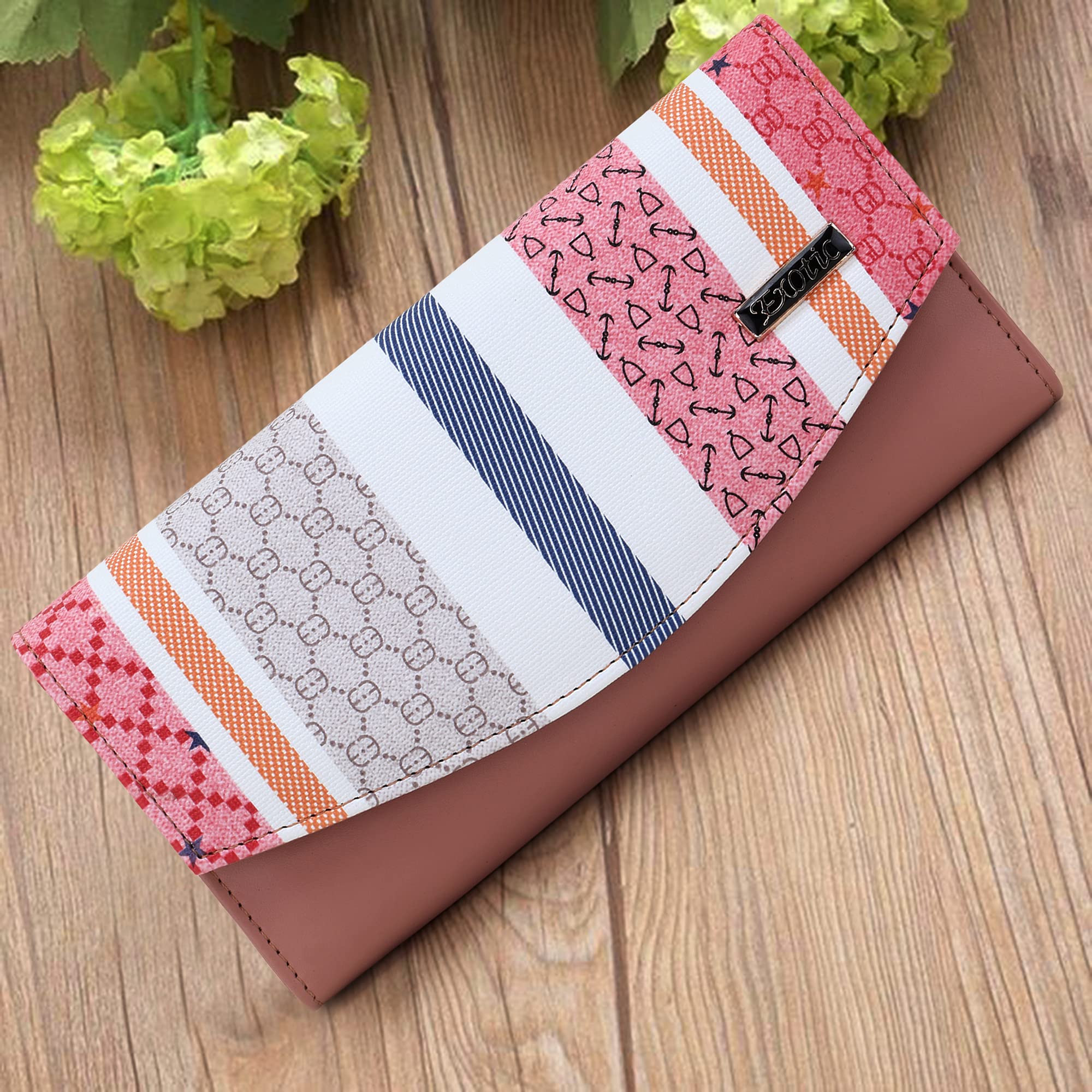 EXOTIC Polyurethane Women's Classic Wallet - Slim RFID Blocking Bifold Wallet with Multiple Card Slots (Peach) | Perfect for Everyday Use, Travel & Gift Giving