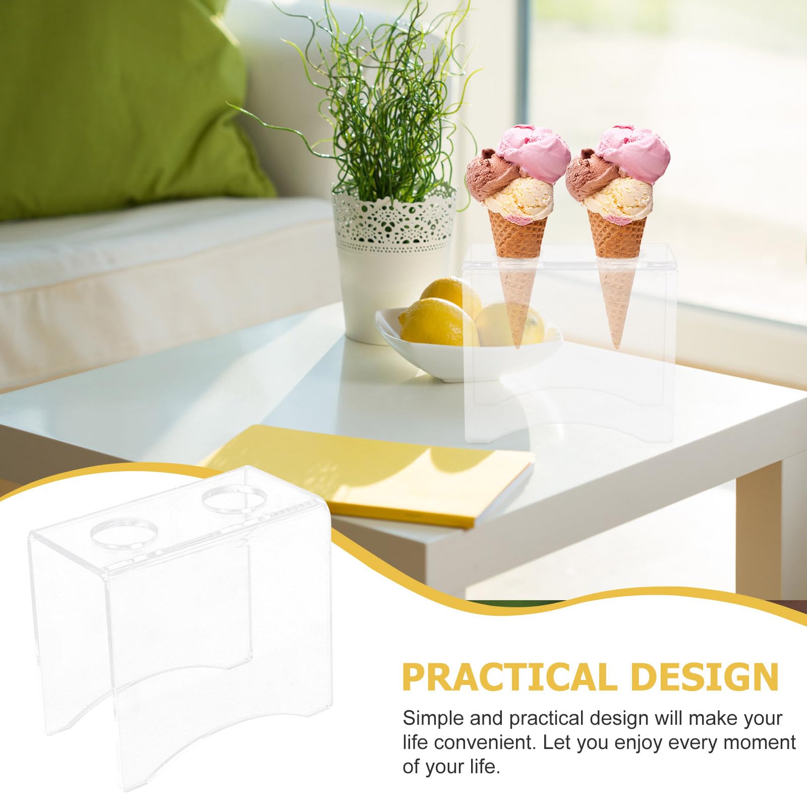 UPKOCH Clear Acrylic Ice Cream Cone Holder - 2 Hole Food Display Stand for Sushi Rolls, Desserts & Party Snacks - Perfect for Birthday, Wedding & Anniversary Celebrations (Kitchen & Buffet Serving Essential)