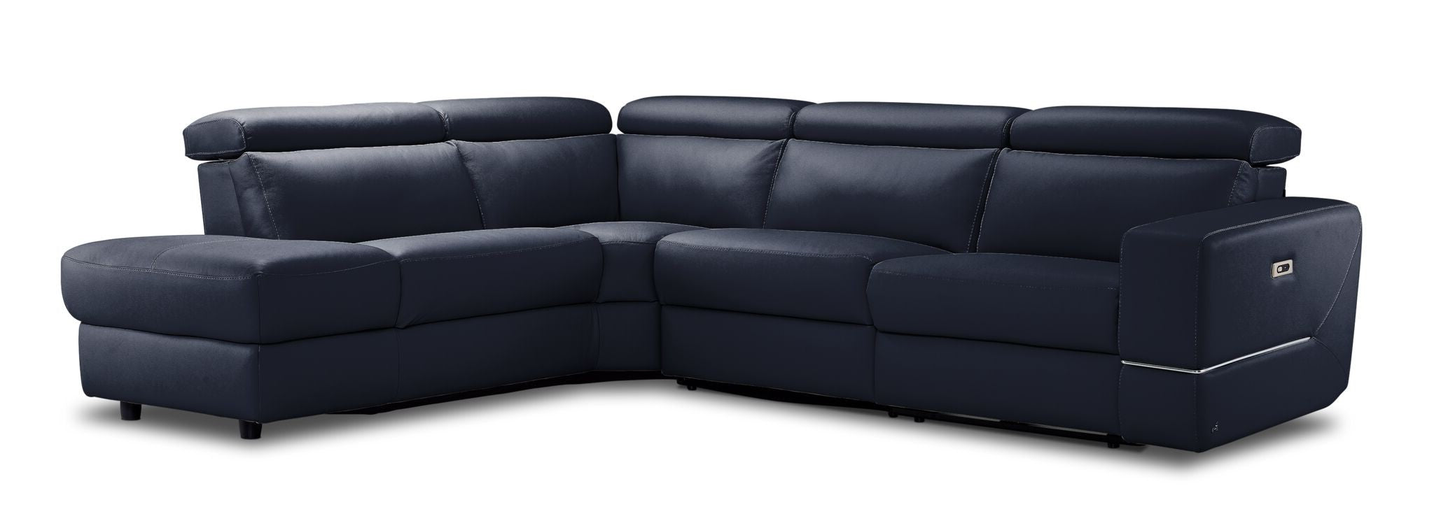 Bianca 3-Piece Power Reclining Sectional Sofa with Left-Facing Chaise in Navy Blue - Perfect for Living Room, Home Theater & Family Gatherings