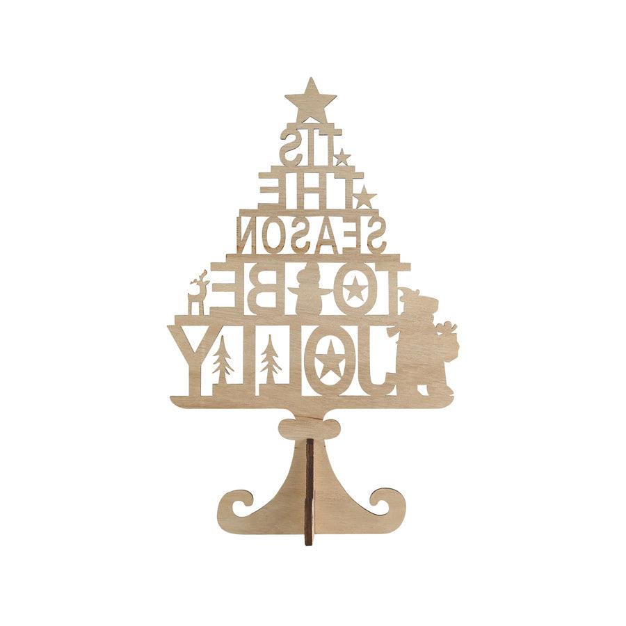 TOMCO LED Wooden Tree with Words - 11.4 Inch Height, Warm White Lights for Home Decor, Christmas, Wedding, Party, and Holiday Decoration
