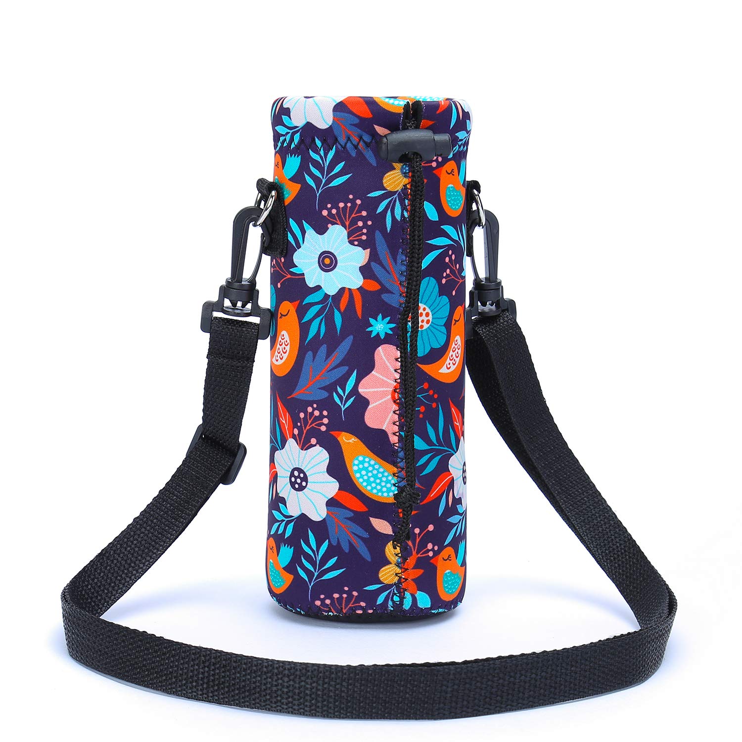 Amary 500ML Neoprene Insulated Water Bottle Carrier Bag with Adjustable Shoulder Strap - Leakproof Cover for Stainless Steel, Glass & Plastic Bottles (16.9OZ) - Perfect for Hiking, Gym, Travel & Outdoor Activities (Birds Pattern)