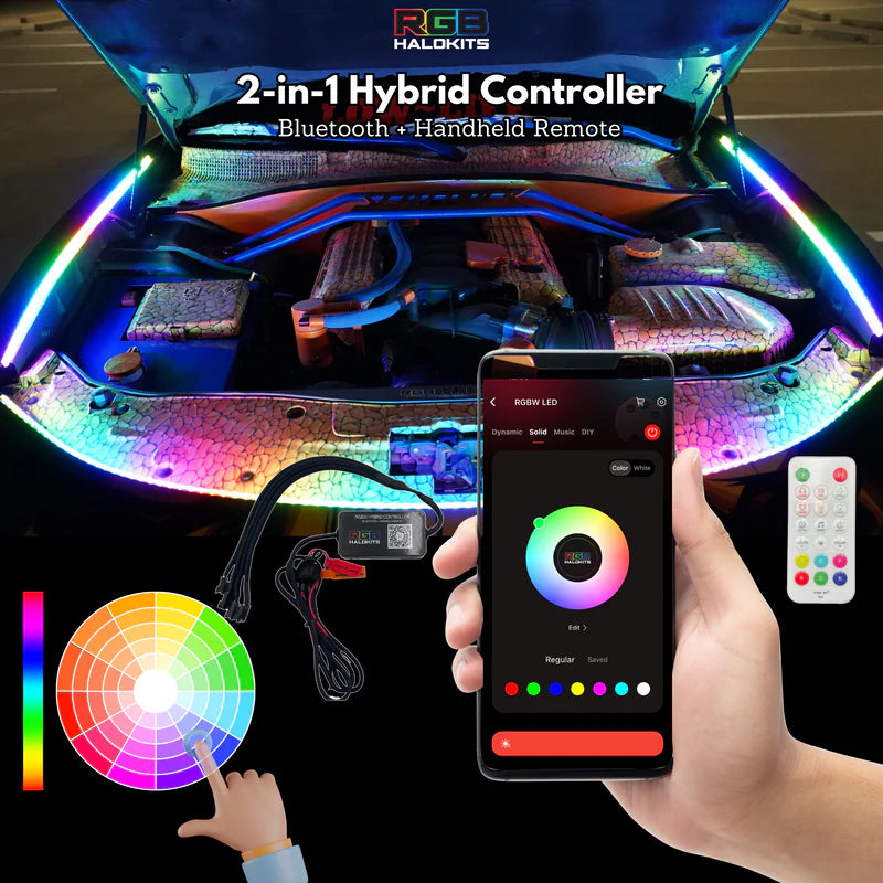 Car Engine Bay LED Lighting Kit - Multicolor Under Hood Lights with Remote Control for Cars, Trucks & Motorcycles - Perfect for Car Shows, Night Cruising & Customization