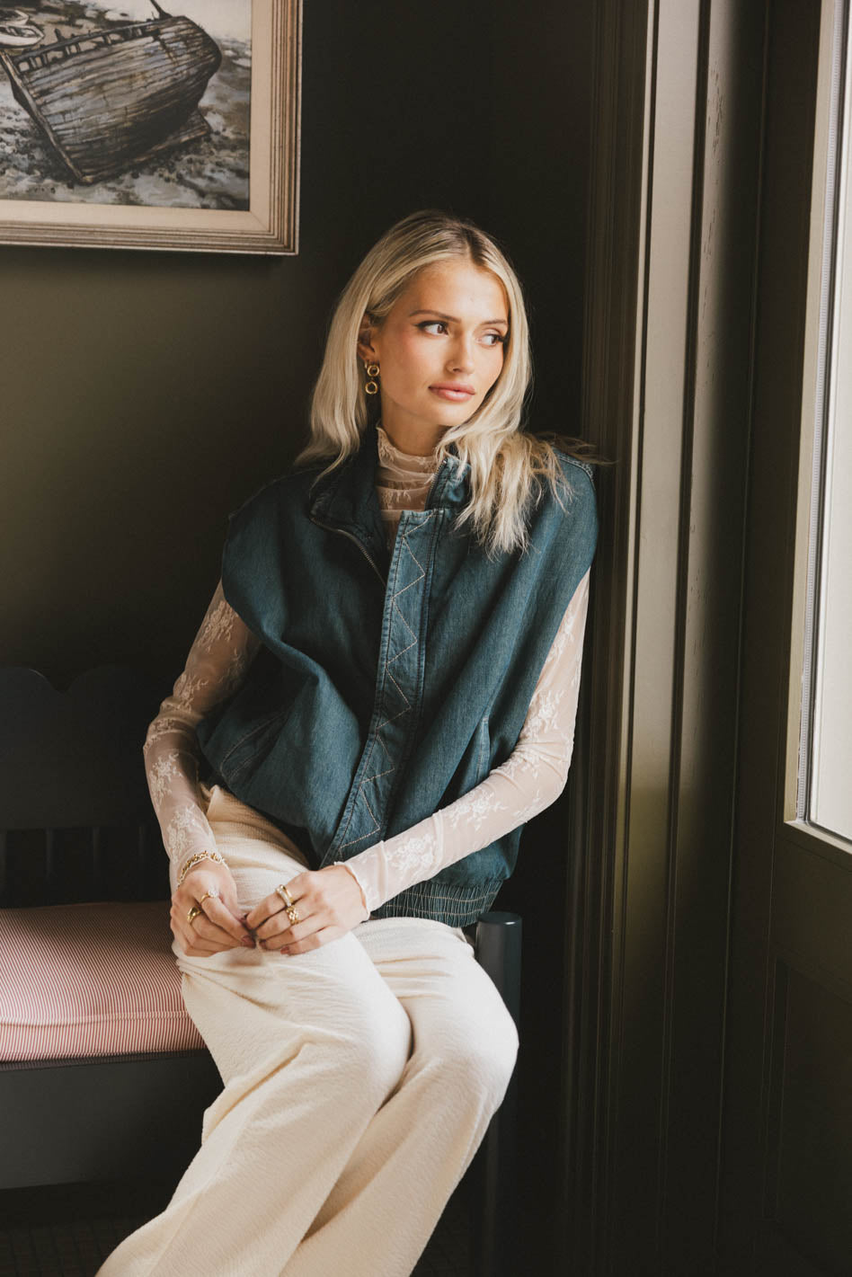 Larkin Denim Vest for Women & Men - Stylish Distressed Denim Jacket with Pockets | Perfect for Casual Outfits, Layering, and Outdoor Adventures