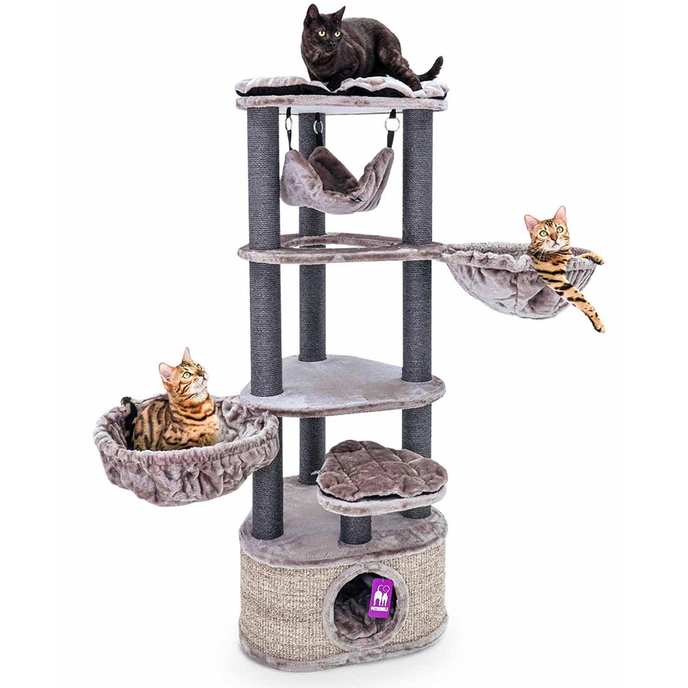 Premium 160cm Cat Tree for Large Cats - Kings & Queens Catharina Cat Tower with Scratching Posts & Perches - Perfect for Indoor Play, Climbing & Relaxation