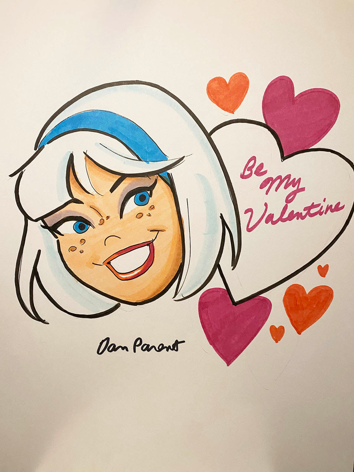 Dan Parent Original Custom Valentine's Day Portrait Art - Personalized Romantic Gift for Couples, Anniversaries & Weddings