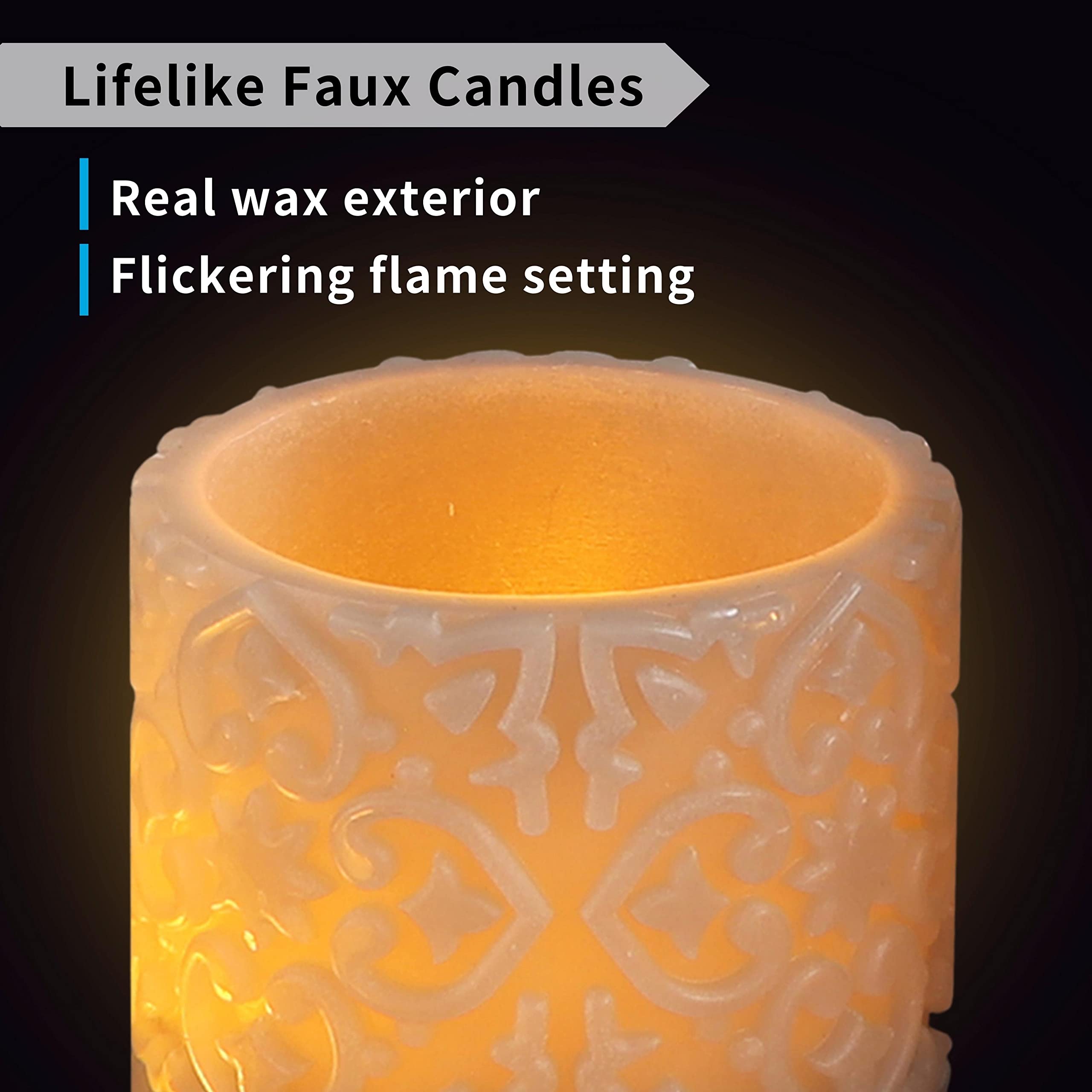 FURORA LIGHTING Grey Rome Real Wax LED Candles Set with Remote & Timer - 4 Pillar & 4 Votives (8-Pack) - Flameless Flickering Battery-Operated Candles for Home Decor, Wedding, Christmas, and Romantic Ambiance
