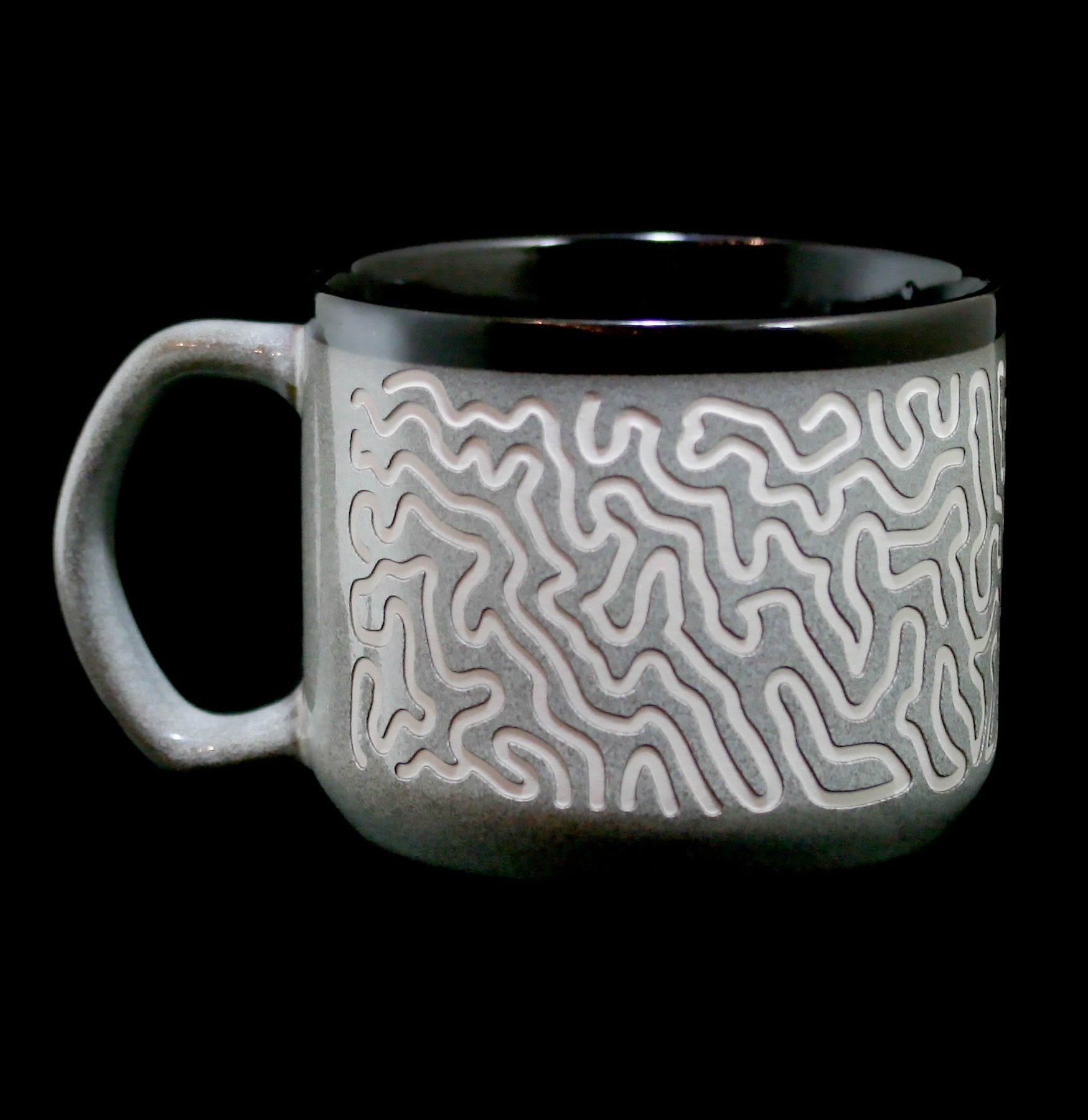 Hand Carved Ceramic Mug with Brain Coral Design - Unique Ocean Theme Coffee Cup for Home, Office & Beach House Decor