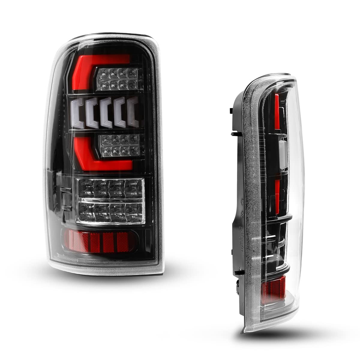 Winjet Full LED Taillights Assembly for 2000-2006 Chevy Suburban 1500/2500 & Tahoe | GMC Yukon Denali | LED DRL, Brake, Reverse & Turn Signals | Clear Lens Replacement Tail Lamp | Perfect for Night Driving & Off-Road Adventures