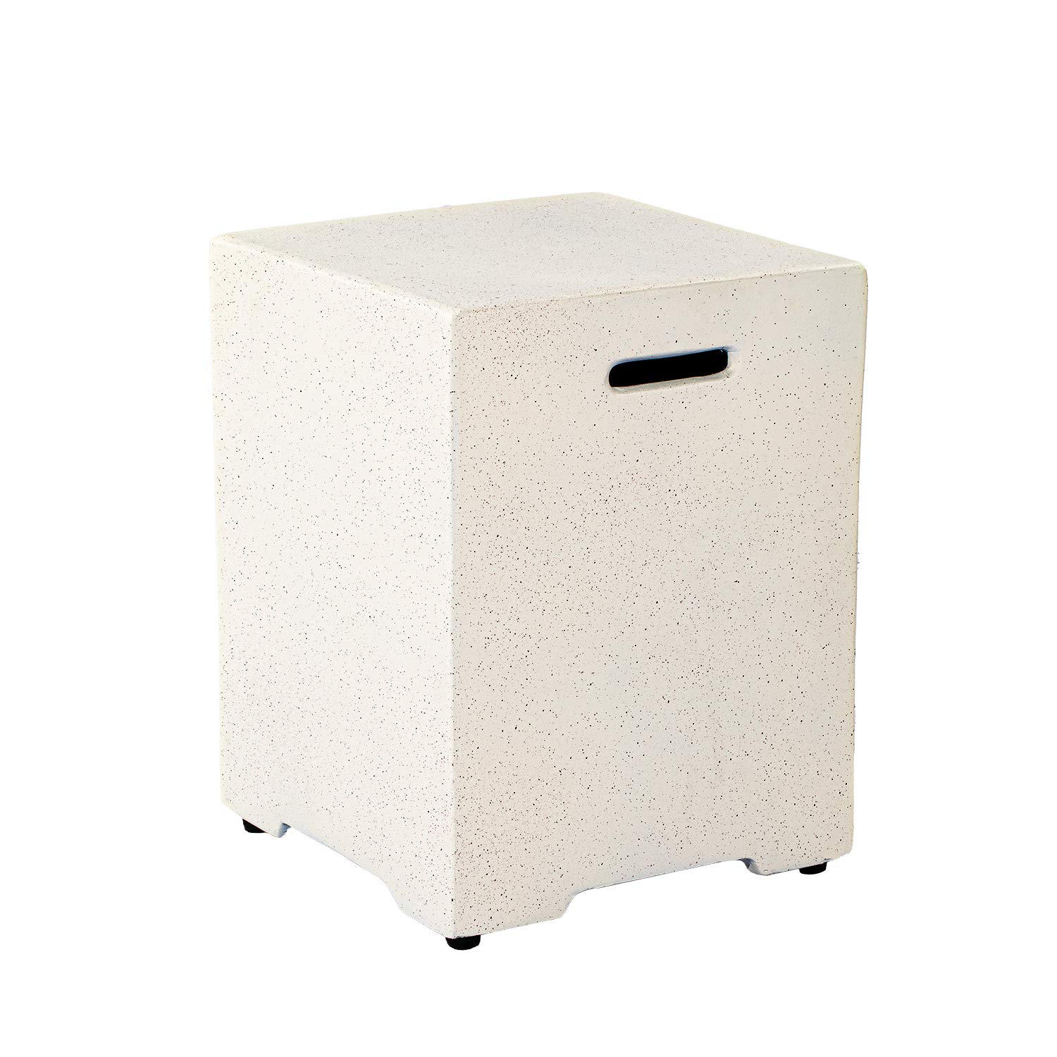 HOMPUS Elegant Hideaway Side Table with 16-inch Propane Tank Cover - White Outdoor Patio Furniture for Deck, Garden & Backyard Decor