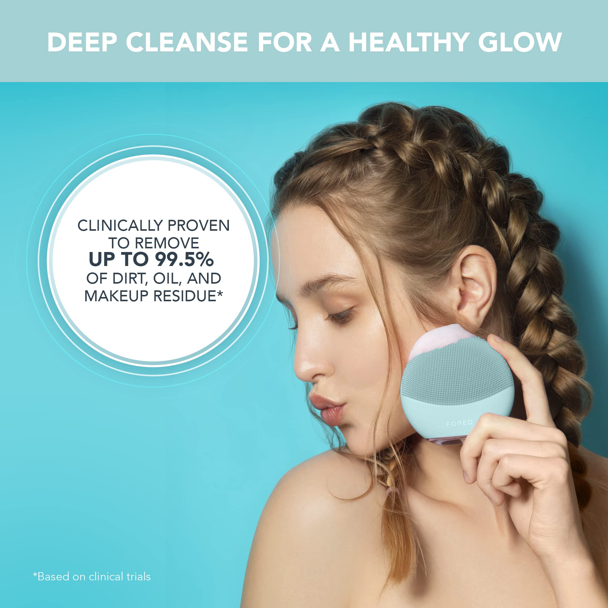 Foreo Luna Mini 3 Facial Cleansing Brush - Electric Face Massager & Cleanser with Ultra-Hygienic Silicone Bristles - App-Connected Skin Care Device - Travel-Friendly Mint Green - Perfect for Daily Cleansing Routine & On-The-Go Skincare