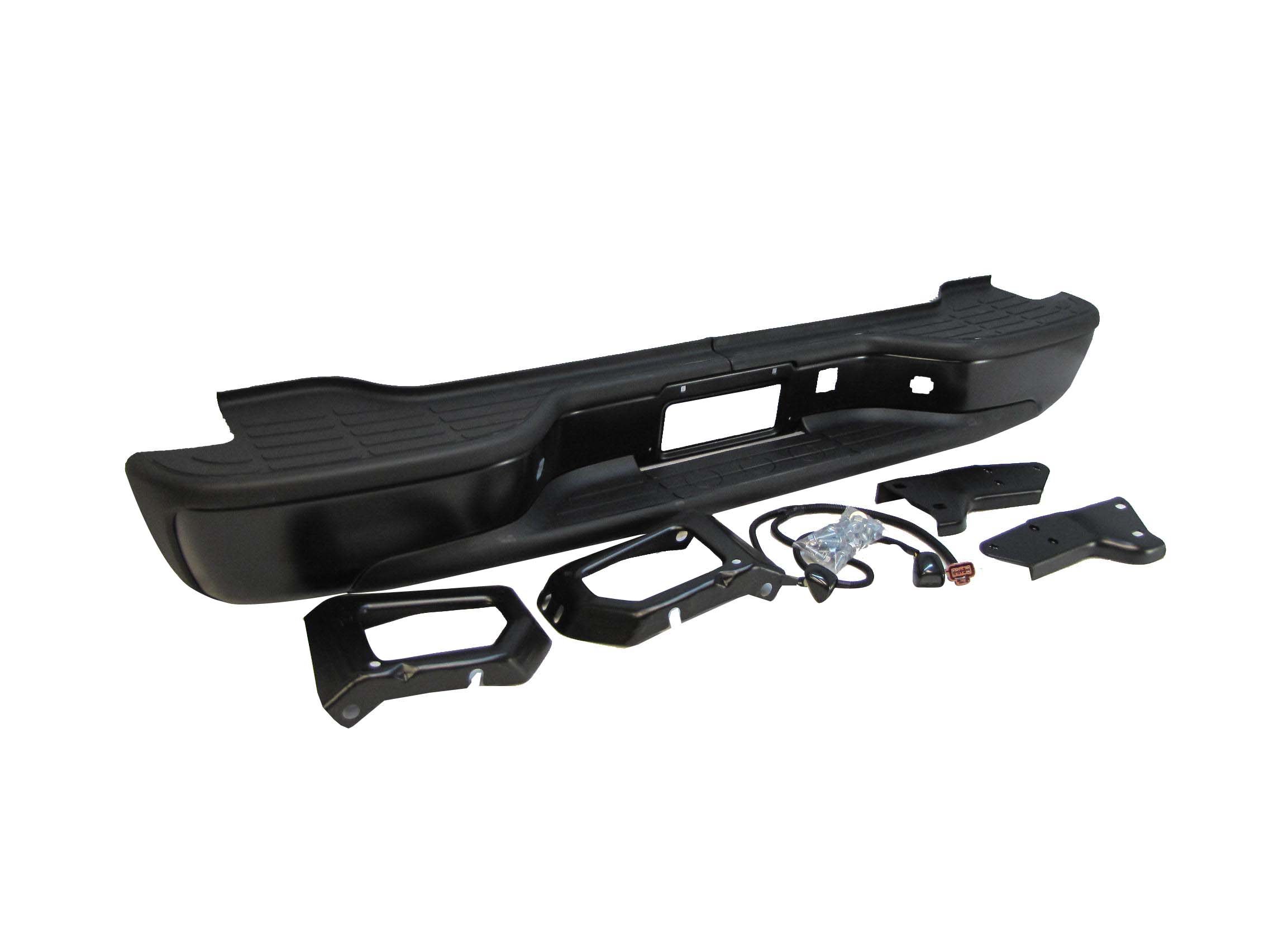 2000-2006 Chevy Suburban & GMC Yukon Rear Step Bumper Assembly - Black with Pad, Bracket & Hitch Lamps (GM1101115) | Perfect for Off-Roading, Towing & Truck Accessories Upgrade