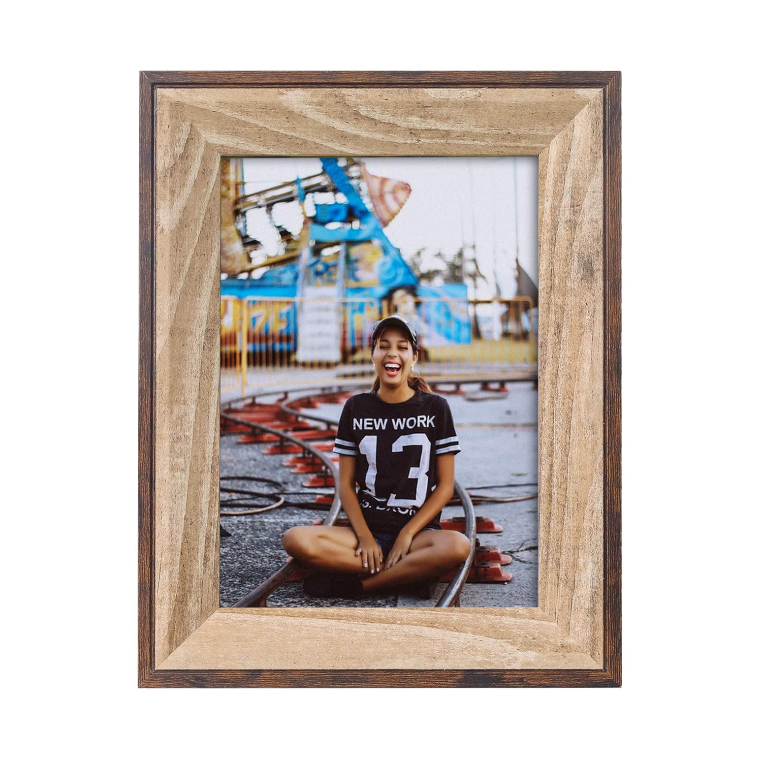 Asense 6x8 Inch Wood Picture Frame - Decorative Tabletop & Wall Mount Photo Display for Home, Office, and Gift Giving