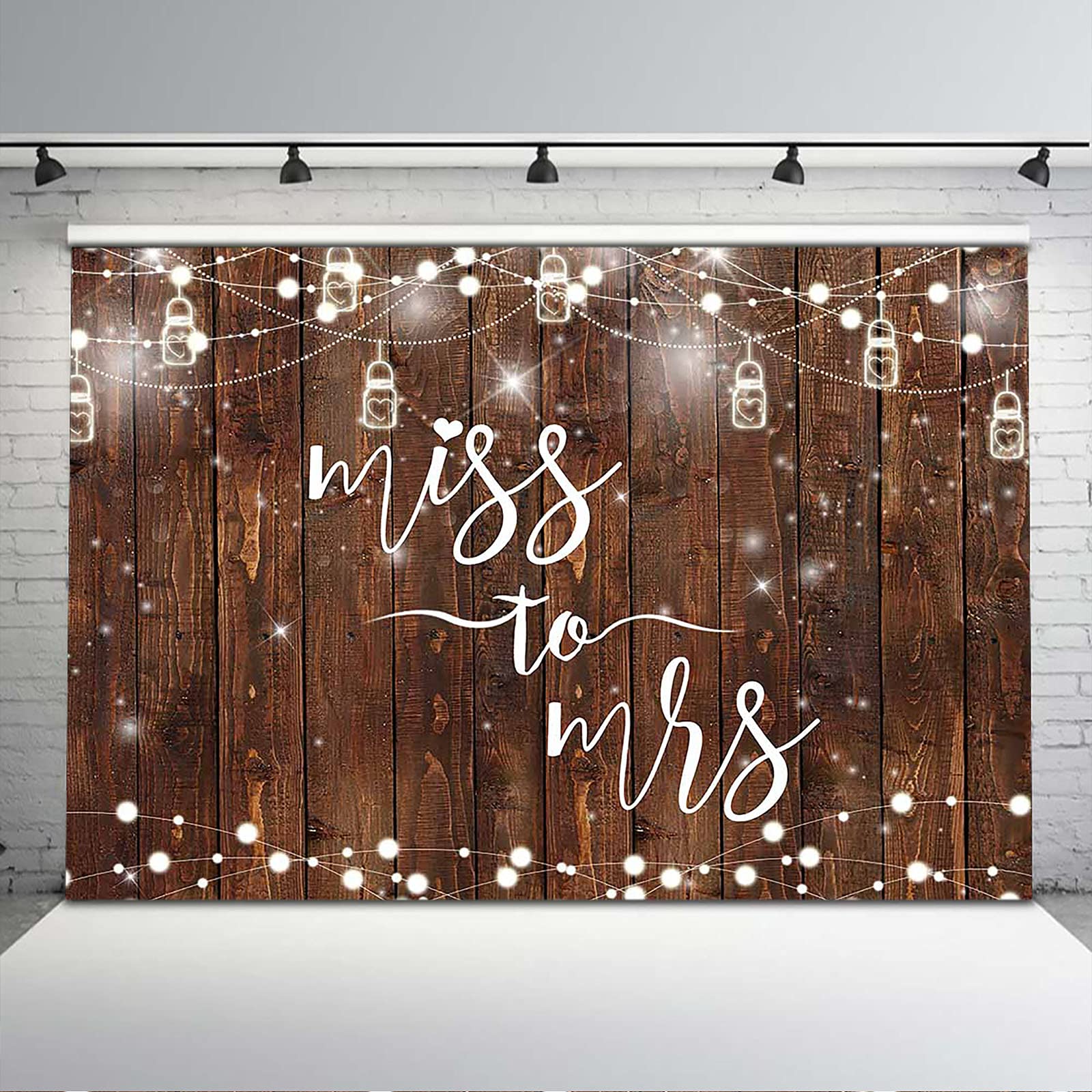 Rustic Brown Wood Bridal Shower Backdrop - Avezano Miss to Mrs Couples Shower Banner for Engagement Party, Wedding Photo Booth Props (8x6ft) | Perfect for Wedding Decor, Bridal Showers & Anniversary Celebrations