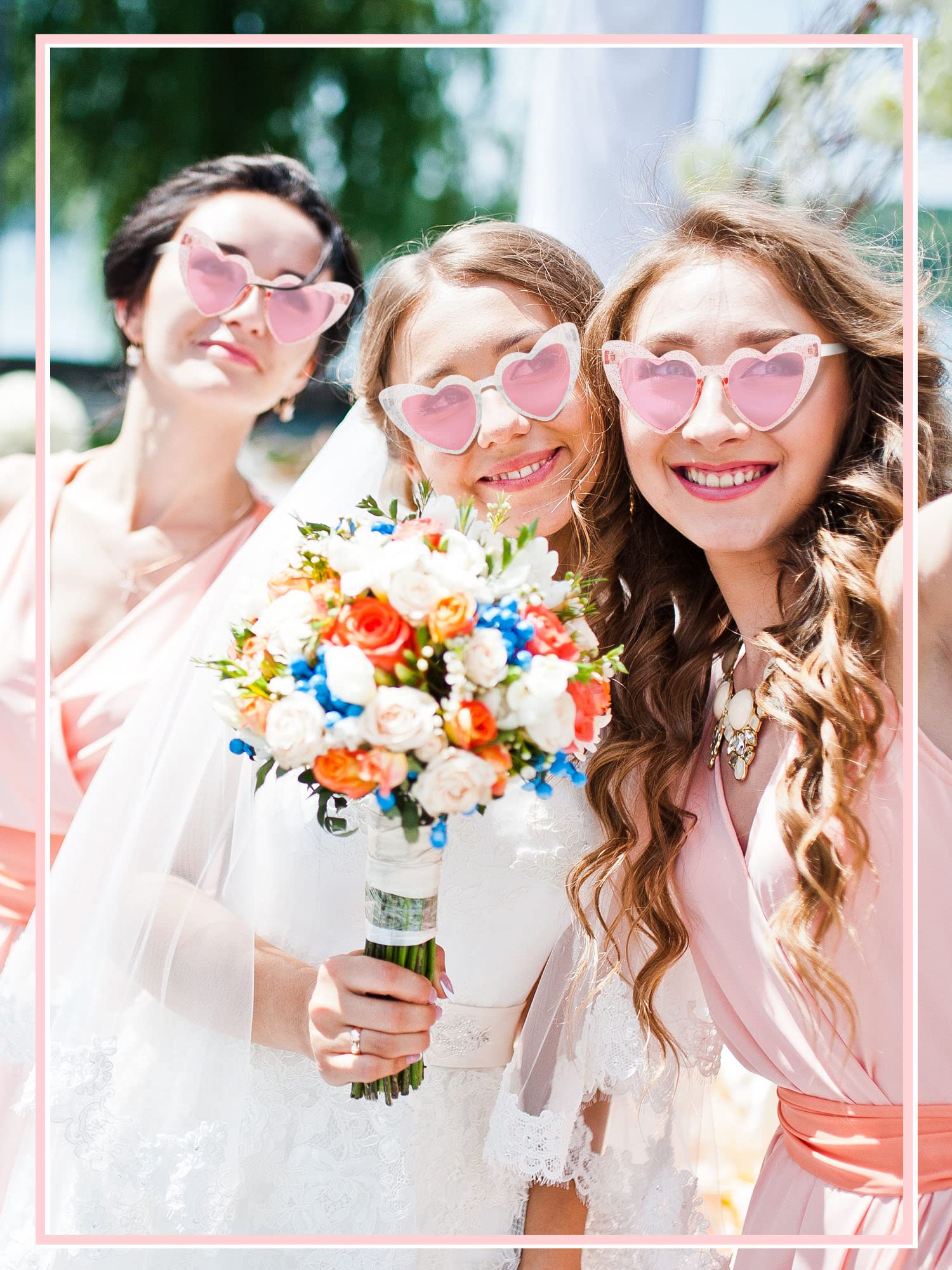 Frienda 9 Pairs Heart Shaped Sunglasses for Women - Cute Bachelorette Party Favors, Bridal Shower Gifts, Wedding Accessories - Perfect for Girls' Trips, Beach Vacations & Summer Festivals