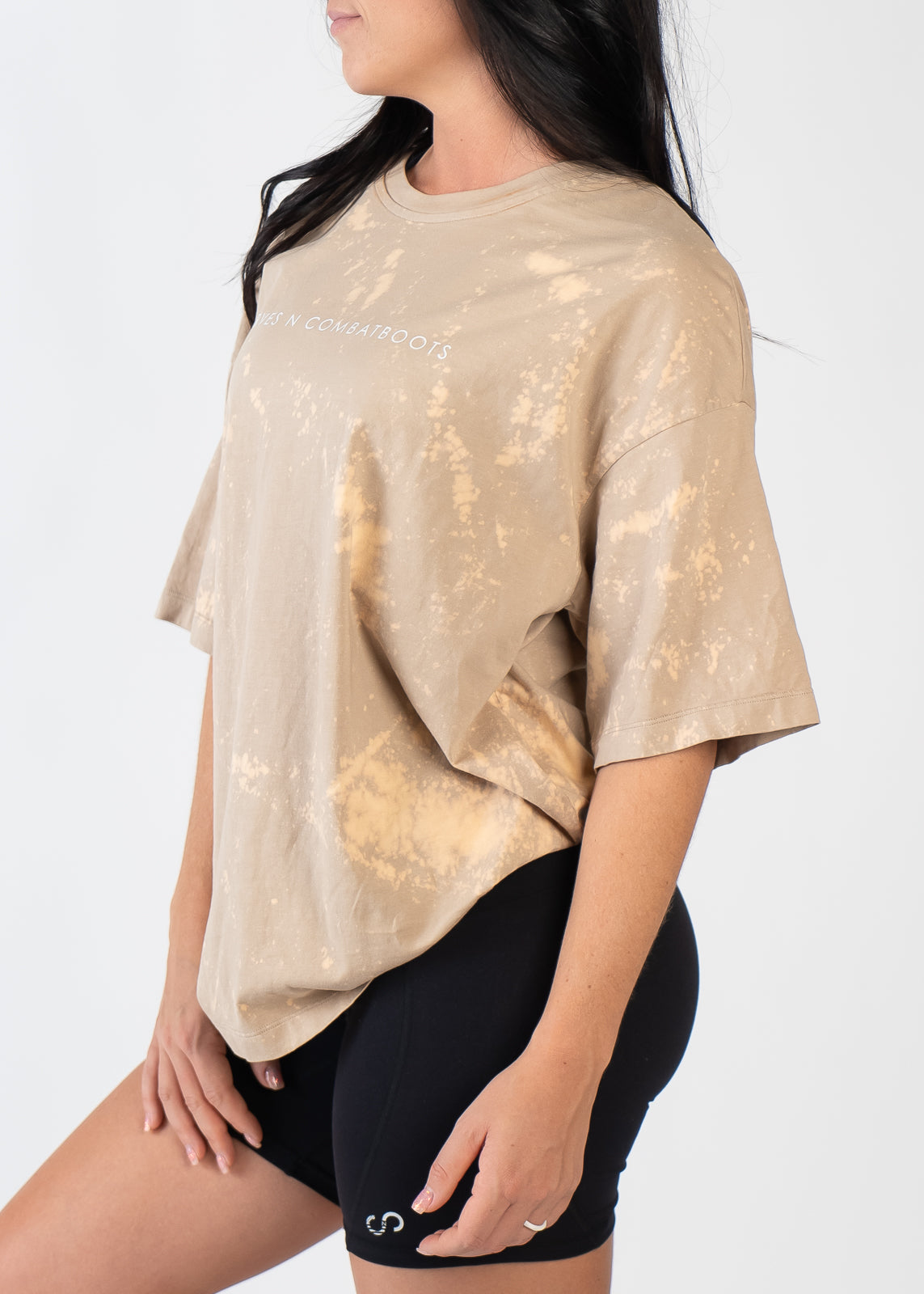 Oversized T-Shirt for Women - Soft Bleached Khaki Cotton Tee | Loose Fit Casual Shirt for Streetwear, Loungewear & Everyday Outfits