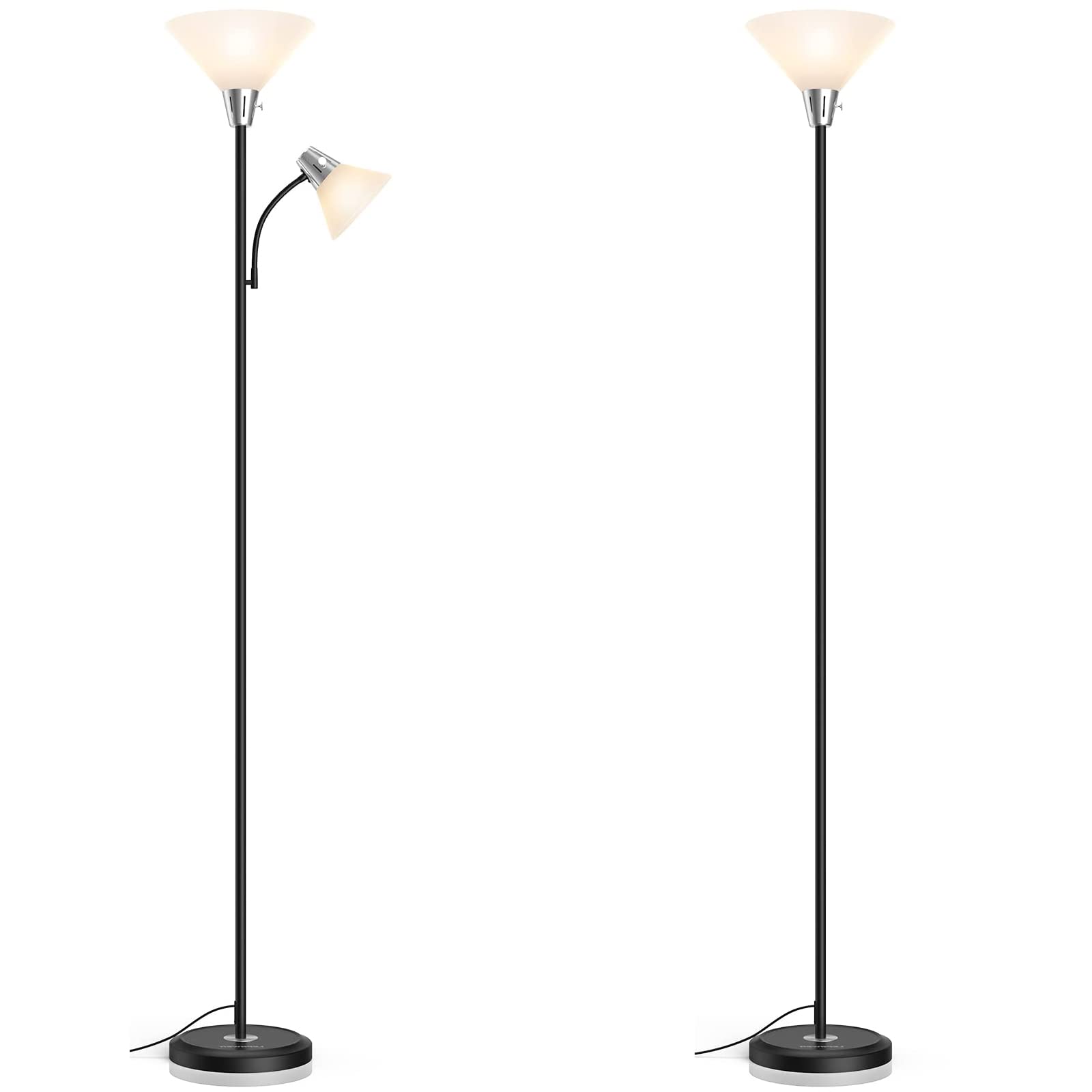 LEPOWER Mother Daughter Floor Lamp & Torchiere Floor Lamp - Tall Black Pole Standing Light for Living Room, Bedroom, Office - Perfect for Reading, Relaxing, and Home Decor