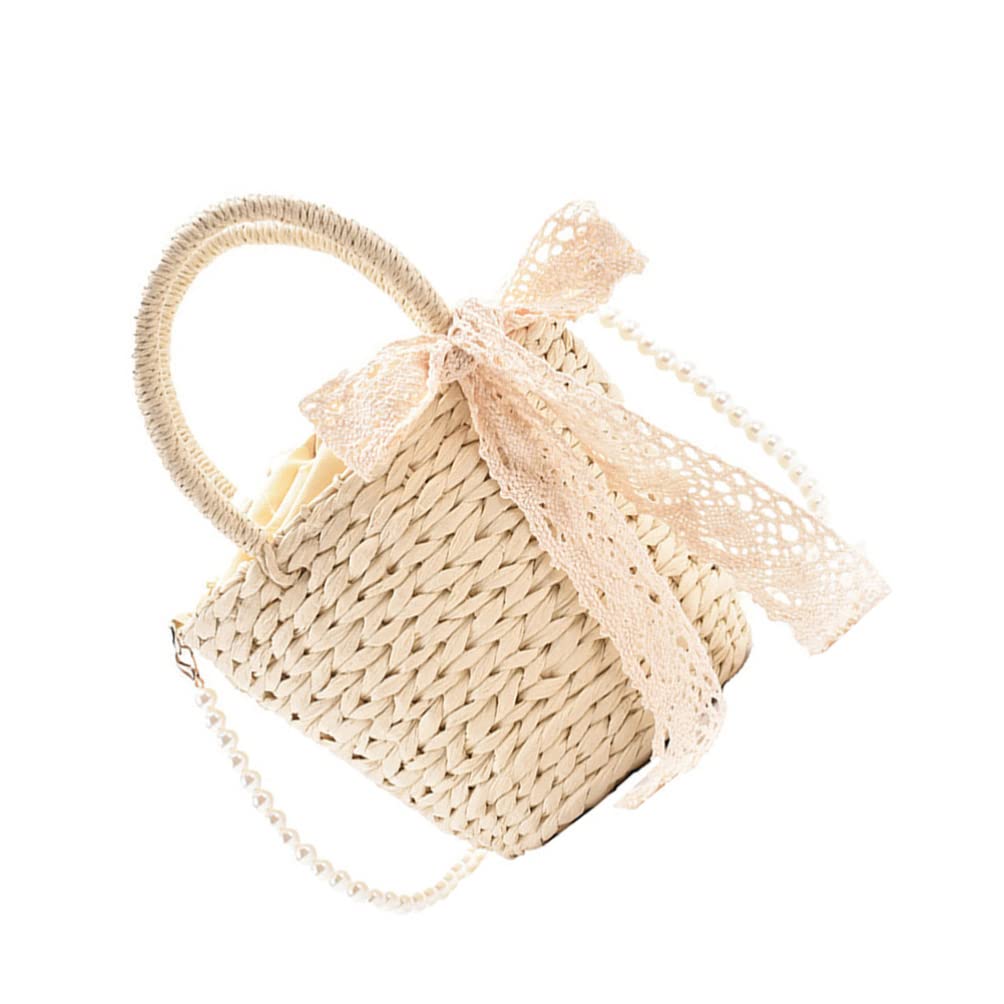 VALICLUD Women's Straw Shoulder Bag - Handmade Beach Weave Purse with Pearl Chain, Boho Hobo Bag for Summer, Casual Outings & Vacation | Perfect for Beach, Pool Party & Outdoor Activities