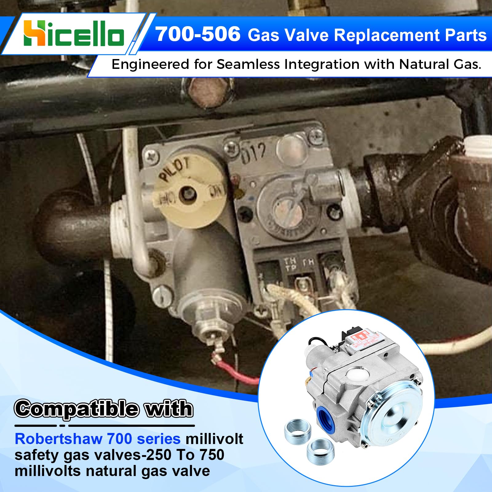 Robertshaw 700-506 Gas Valve Replacement Parts - 700 Series Millivolt Thermostat & Furnace Gas Valve Repair Kit for Gas Fryers | Perfect for Commercial Kitchen Equipment Maintenance & Heating System Repairs